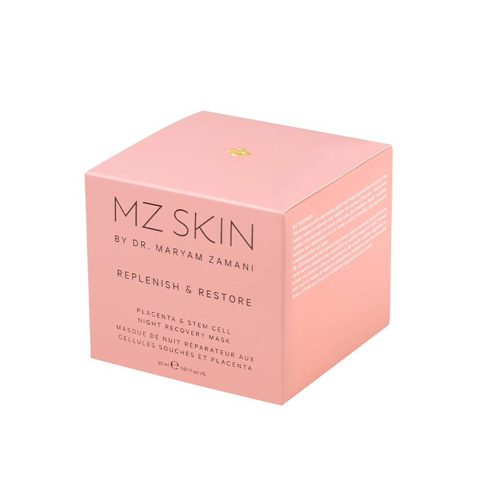 MZ SKIN Replenish & Restore Placenta & Stem Cell Night Recovery Face Mask 30ml - Anti-Aging, Hydrating & Collagen Boosting with Vitamins | Overnight Skin Repair for Dry, Dull & Mature Skin | Perfect Nighttime Skincare Routine