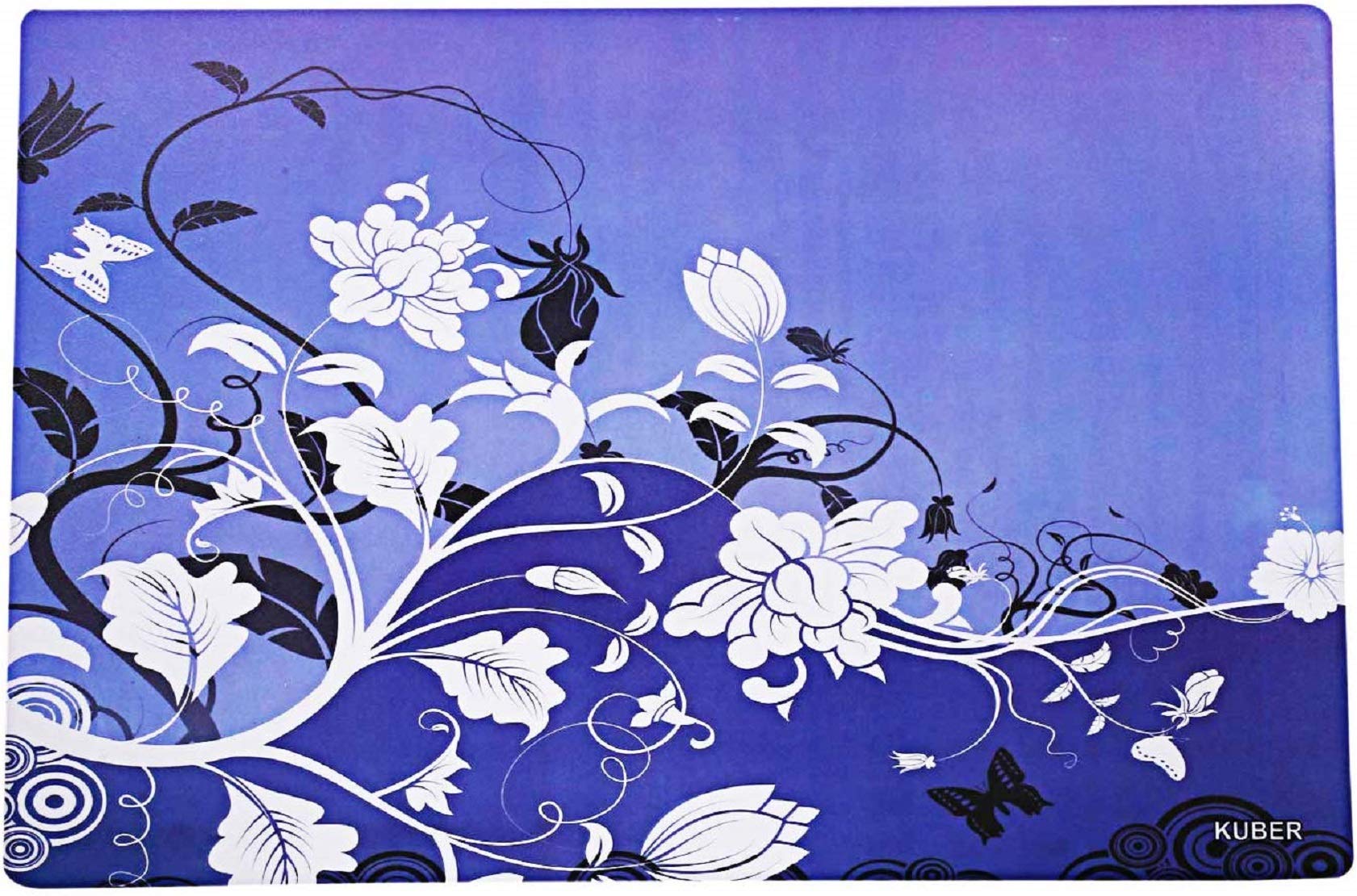 Kuber Industries 6-Piece PVC Refrigerator Drawer Liners Set - Flower Design, Non-Slip Fridge Mats (Blue) - Perfect for Organizing Fruits, Vegetables & Food Storage - CTKTC32682