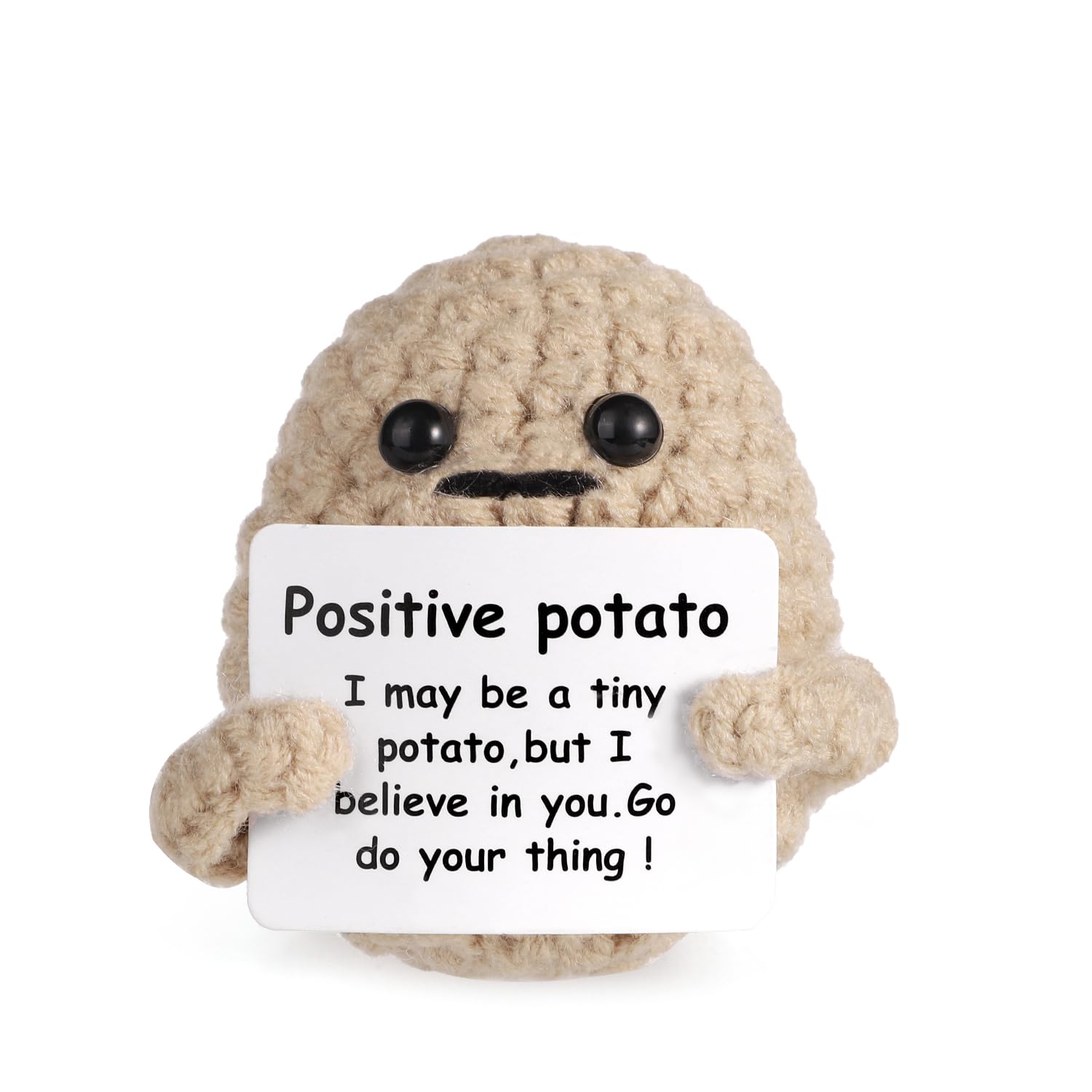 TOYMIS 2 Inch Funny Positive Potato Knitted Toy - Cute Creative Wool Crochet Potato Doll for Home Decor, Party Favors, Birthday Gifts & Encouragement (Khaki) | Perfect for Desk Decor, Stress Relief & Gift Giving