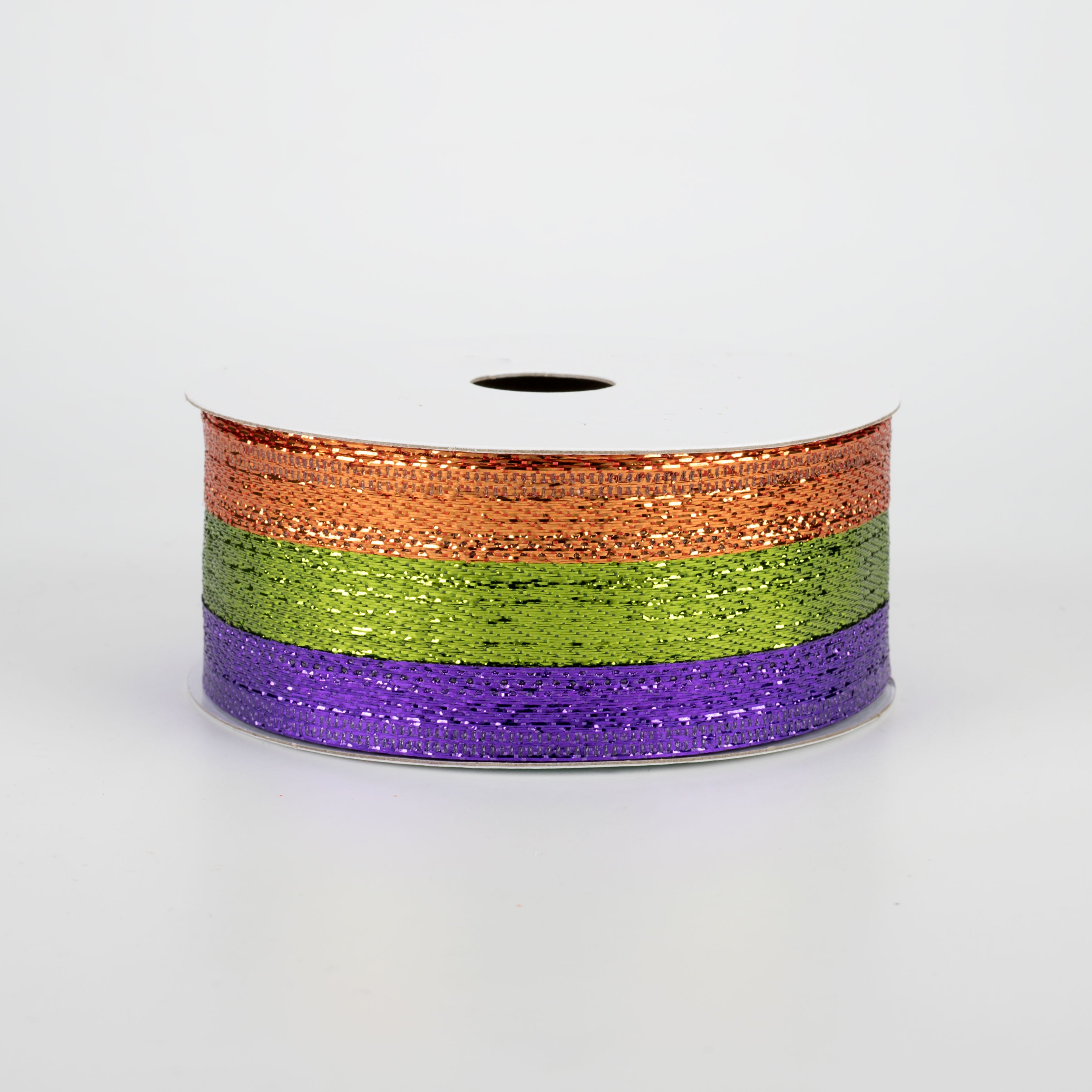 1.5 Inch Metallic Stripe Ribbon - Purple, Lime, Copper (10 Yards) for Gift Wrapping, DIY Crafts, Party Decorations and Scrapbooking