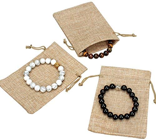 24 Pack 3.5x5 Inch Natural Burlap Drawstring Gift Bags - Linen Jewelry Pouches & Jute Sacks for Wedding Favors, Party Gifts, DIY Crafts, Coffee Beans, Valentine's Day & Holiday Presents - Perfect for Handmade Jewelry, Wedding Party Favors & Small Gift Packaging