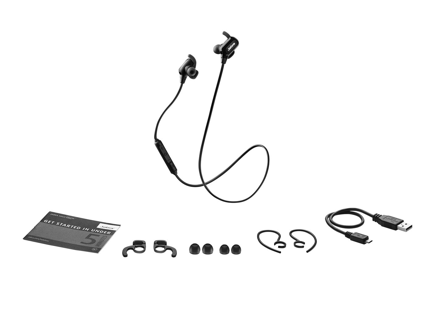 Jabra Halo Free Wireless Bluetooth Stereo Earbuds - Noise Cancelling Headphones with Mic for iPhone Android - Perfect for Gym, Running & Travel
