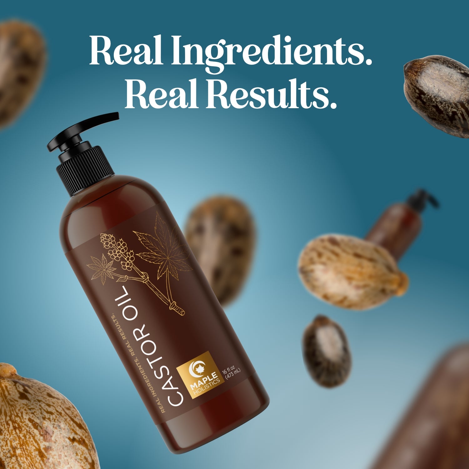 Pure Organic Cold-Pressed Castor Oil for Hair Growth, Eyelashes & Skin Care – Natural Moisturizer for Dry Scalp & Face | Vegan & Hexane-Free