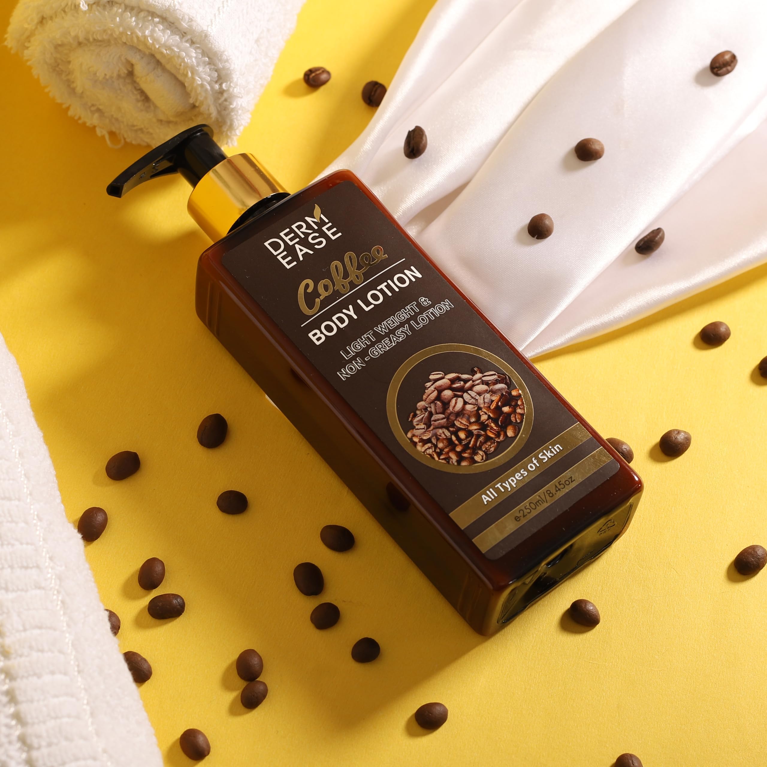 DERM EASE Coffee Body Lotion for Dry Skin - Winter Moisturizing Cream with Instant Smoothing & Purifying Effects | 250ml | Perfect for Daily Hydration & Nighttime Skin Repair