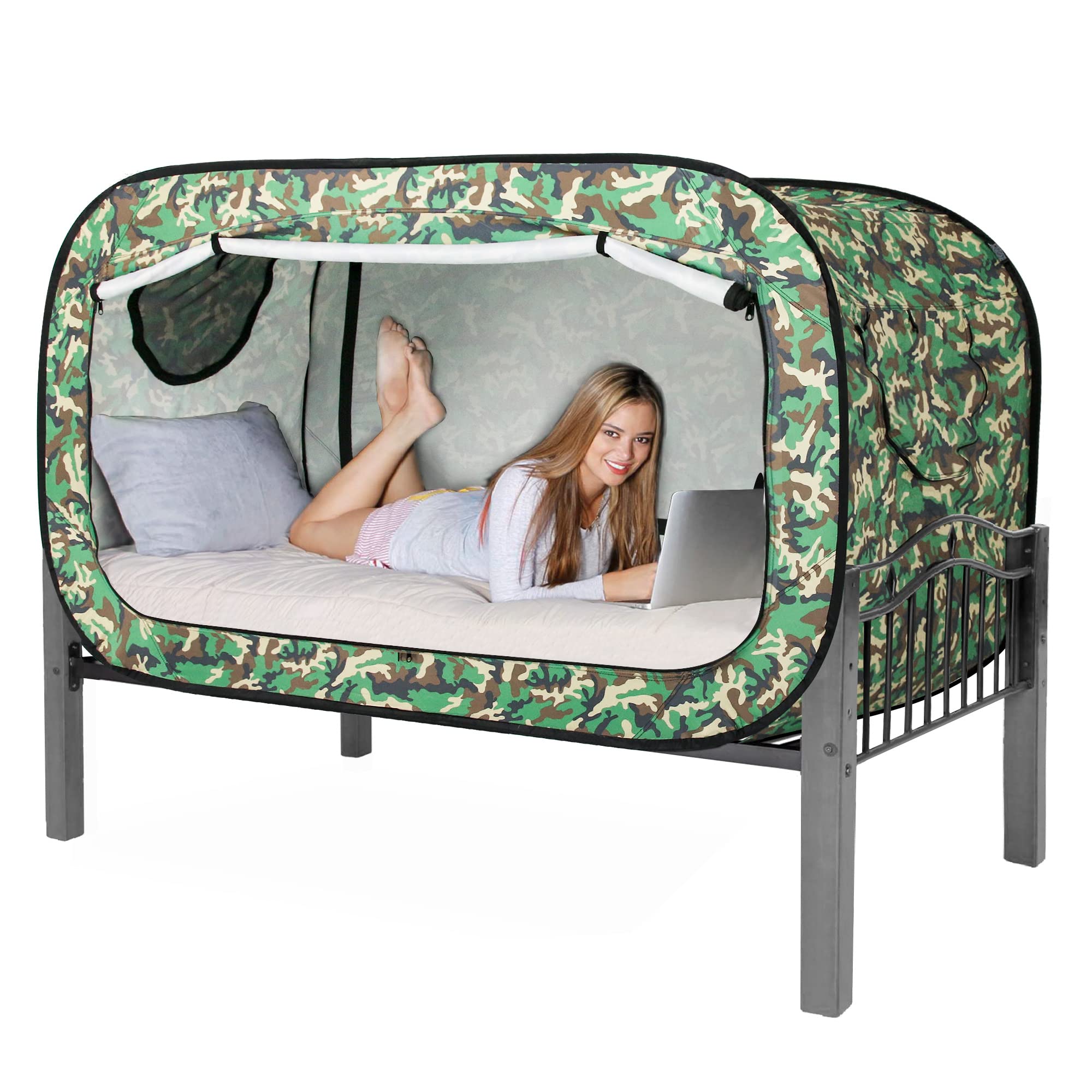 Portable Bed Tent Canopy for Kids & Adults - Breathable Indoor Sleeping Tent with 2 Doors, Private Space for Bedroom, Camping & Nap Time