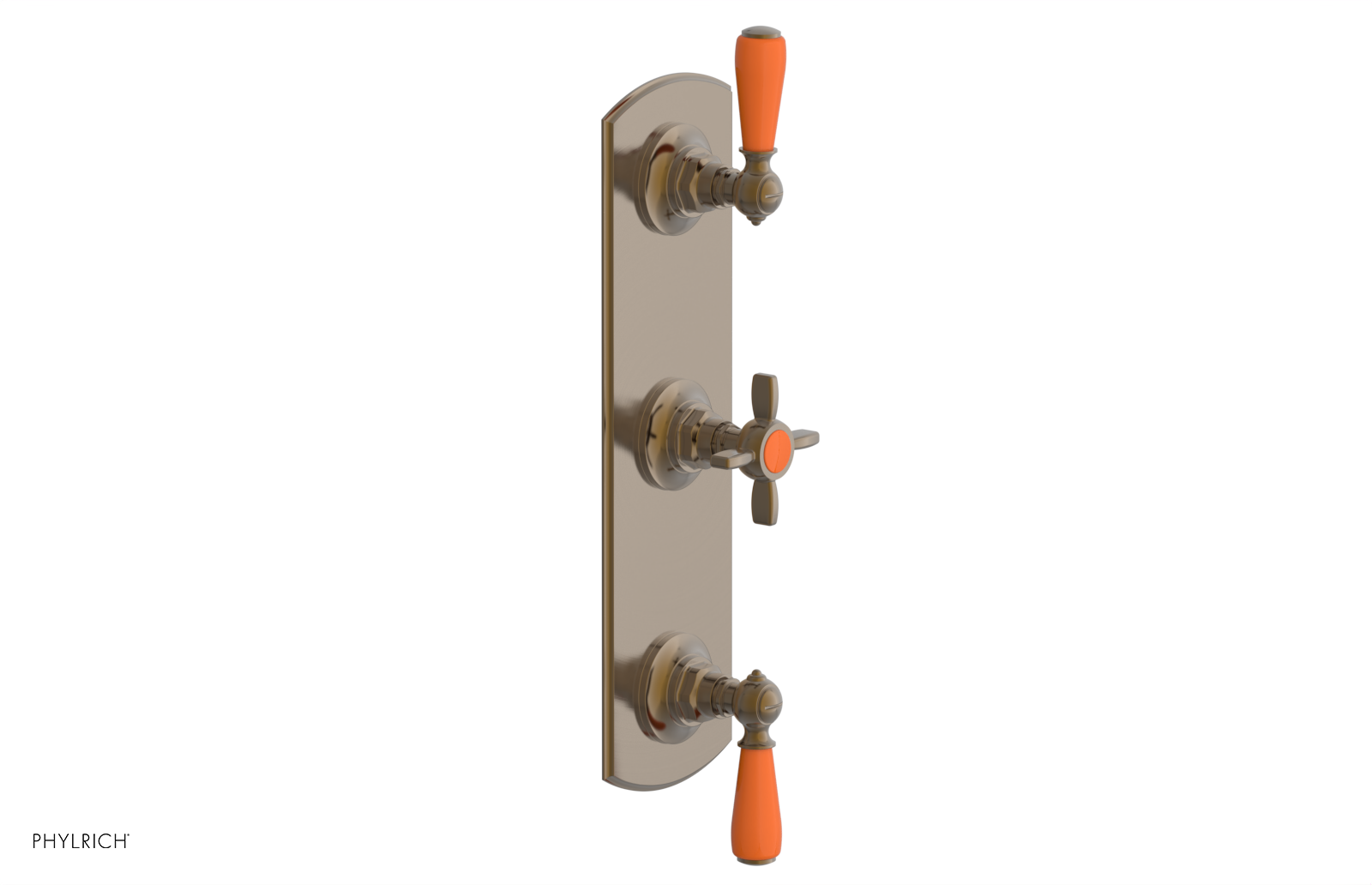 Jamestown Thermostatic Shower Valve with Dual Volume Control - Orange Accent Trim - Perfect for Modern Bathroom Renovations & Spa-Like Showers