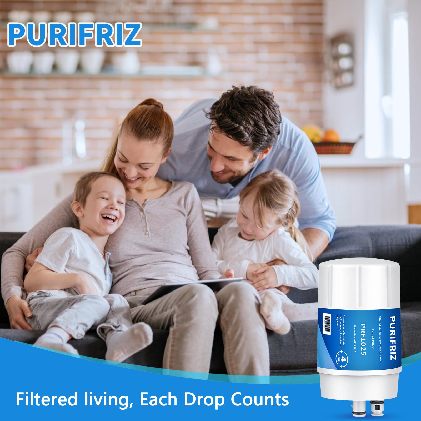 2 Pack Brita Faucet Water Filter Replacement Cartridges - Compatible with Brita 36311, FR-200, FF-100 & All Brita Tap Filters (4 Months/100 Gallon) - Clean Drinking Water for Kitchen, Bathroom & RV Use