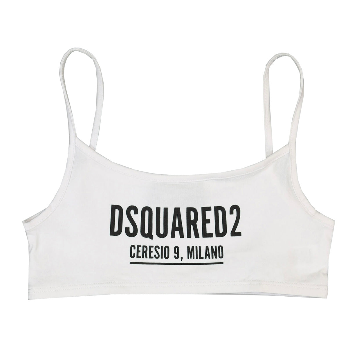 DSQUARED2 Girls White Crop Top | Fashionable Short Sleeve Shirt for Teens | Perfect for Summer Outfits, Beach Wear & Casual Style