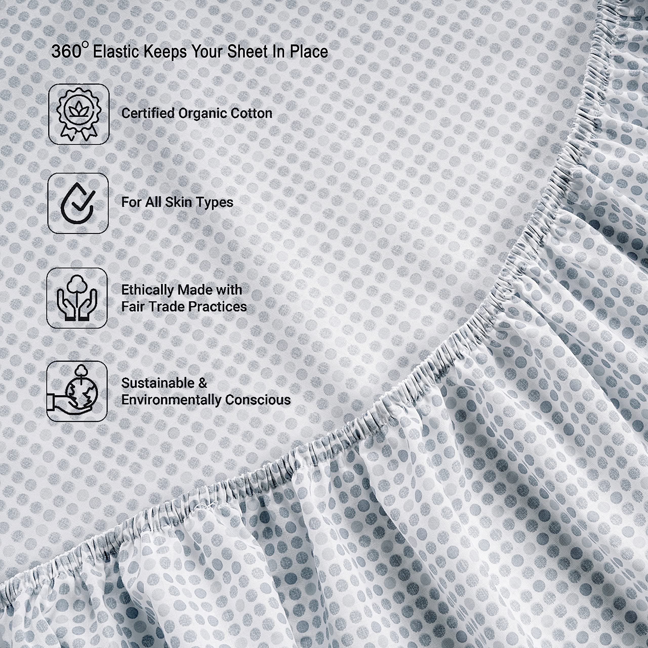 Organic Cotton Full Size Fitted Sheet Set - 100% Percale Weave, 3 Piece (1 Fitted Sheet + 2 Pillowcases), Breathable Deep Pocket for Mattress Up to 15