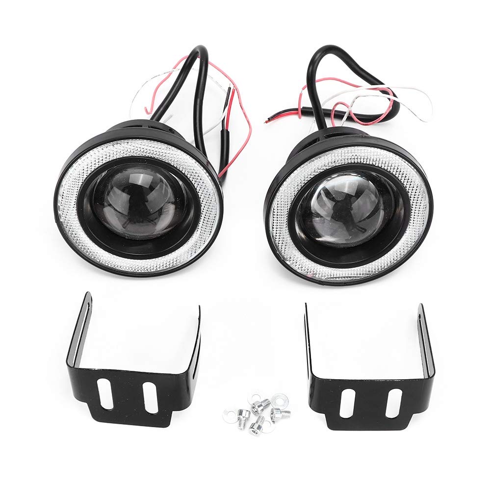 3.5 Inch 89mm LED Fog Light Bulbs - COB Angel Eye Headlight Replacement for Cars & SUVs (White) - Durable Automotive LED Lens - Perfect for Night Driving, Off-Roading & Foggy Conditions