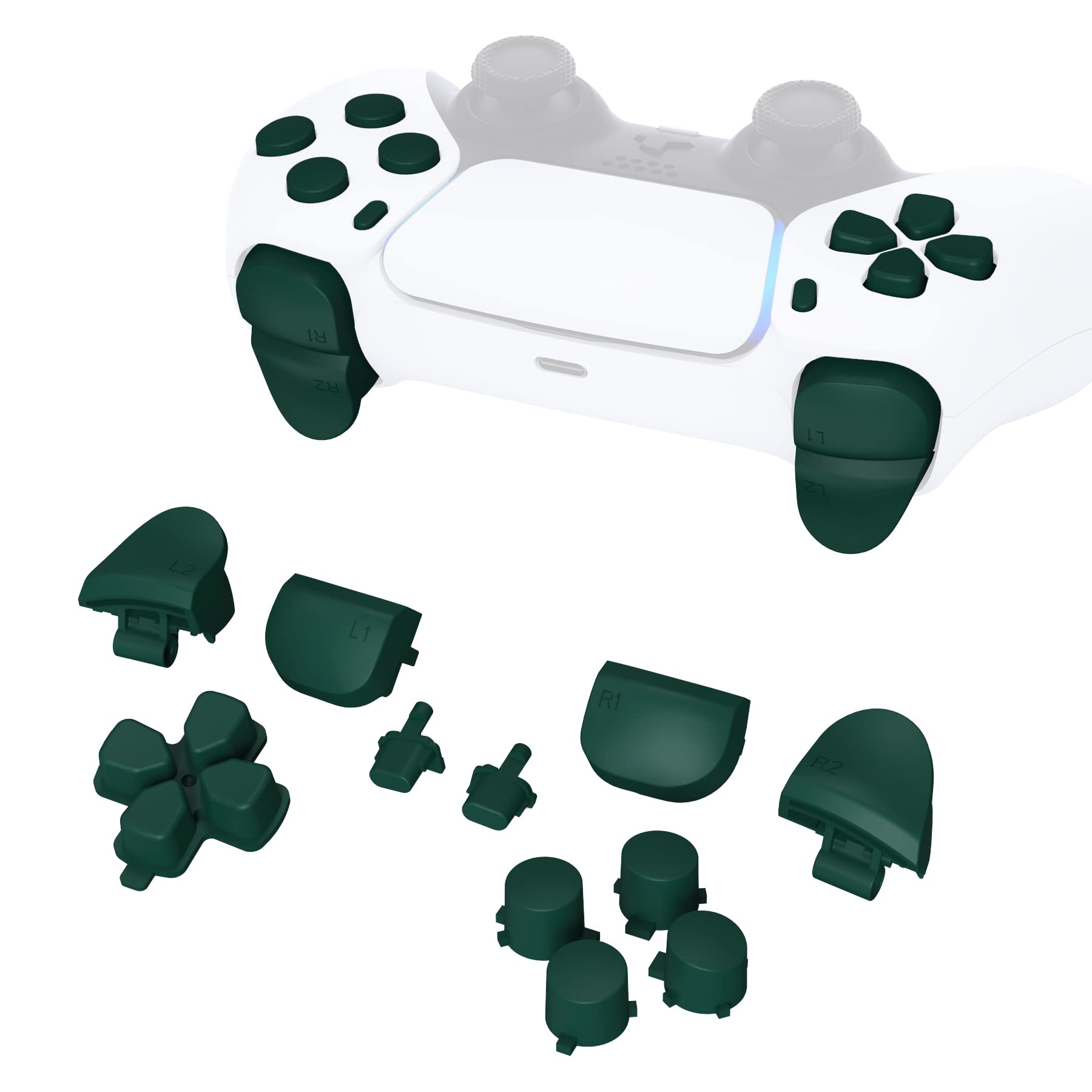 **eXtremeRate Racing Green Full Set Replacement Buttons for PS5 Controller (BDM-010 & BDM-020) - D-Pad, Triggers, Face Buttons & Share Options - Upgrade Your Gaming Experience**    *(Perfect for competitive gaming, custom controller builds, and enhancing PS5 gameplay performance)*