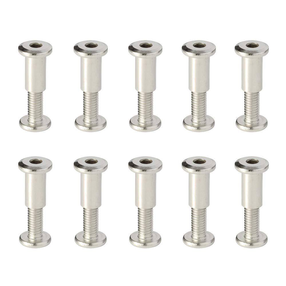 Stainless Steel M6 x 25mm Furniture Bolts with Nuts - for Beds, Chairs & Cribs