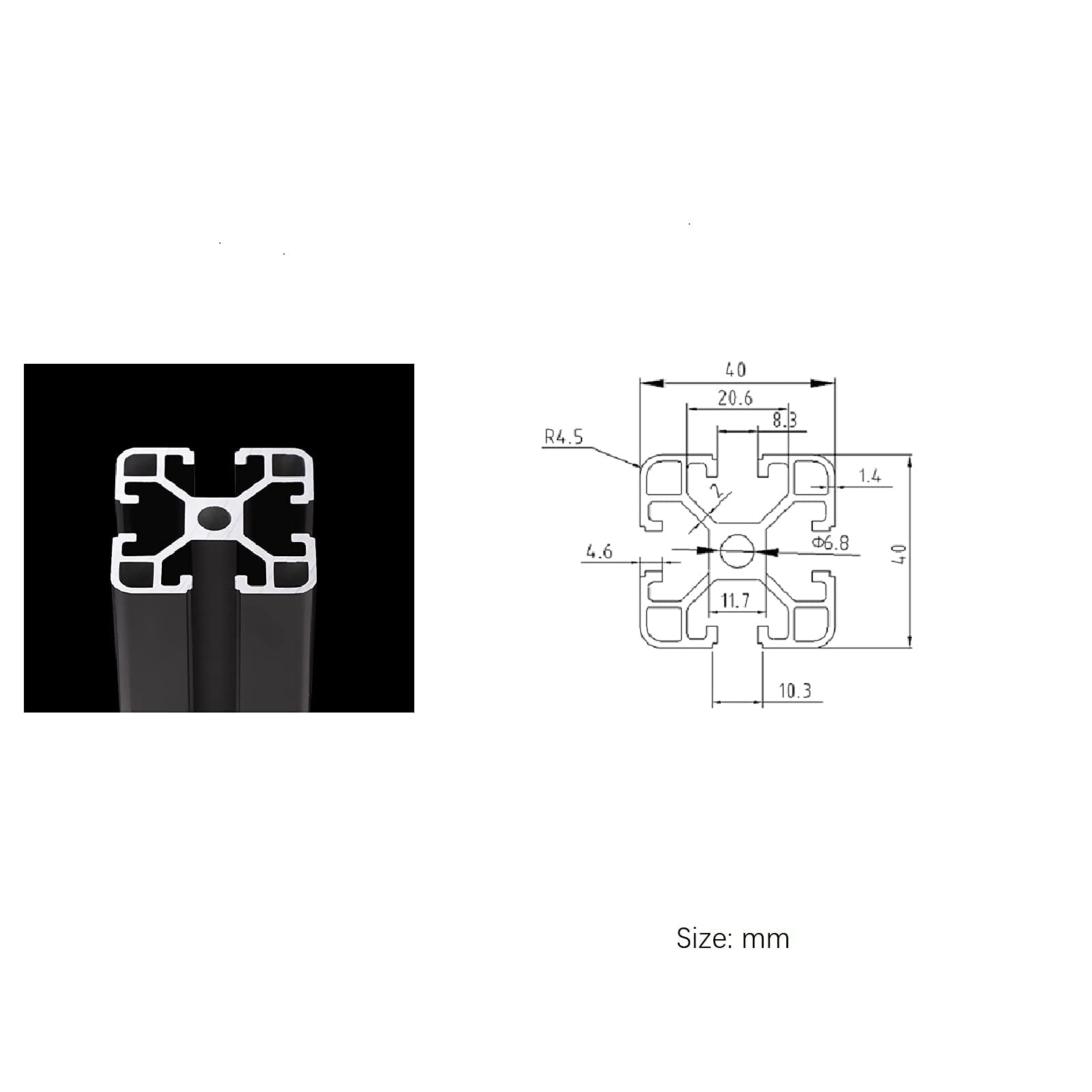 4040 T-Slot Aluminum Extrusion Profile - European Standard Anodized Black Linear Rail Guide Frame for 3D Printer & CNC Machine DIY Projects (36.22 inch/920mm, 2Pcs) - Perfect for Building Custom Workstations, 3D Printer Frames, and CNC Router Structures