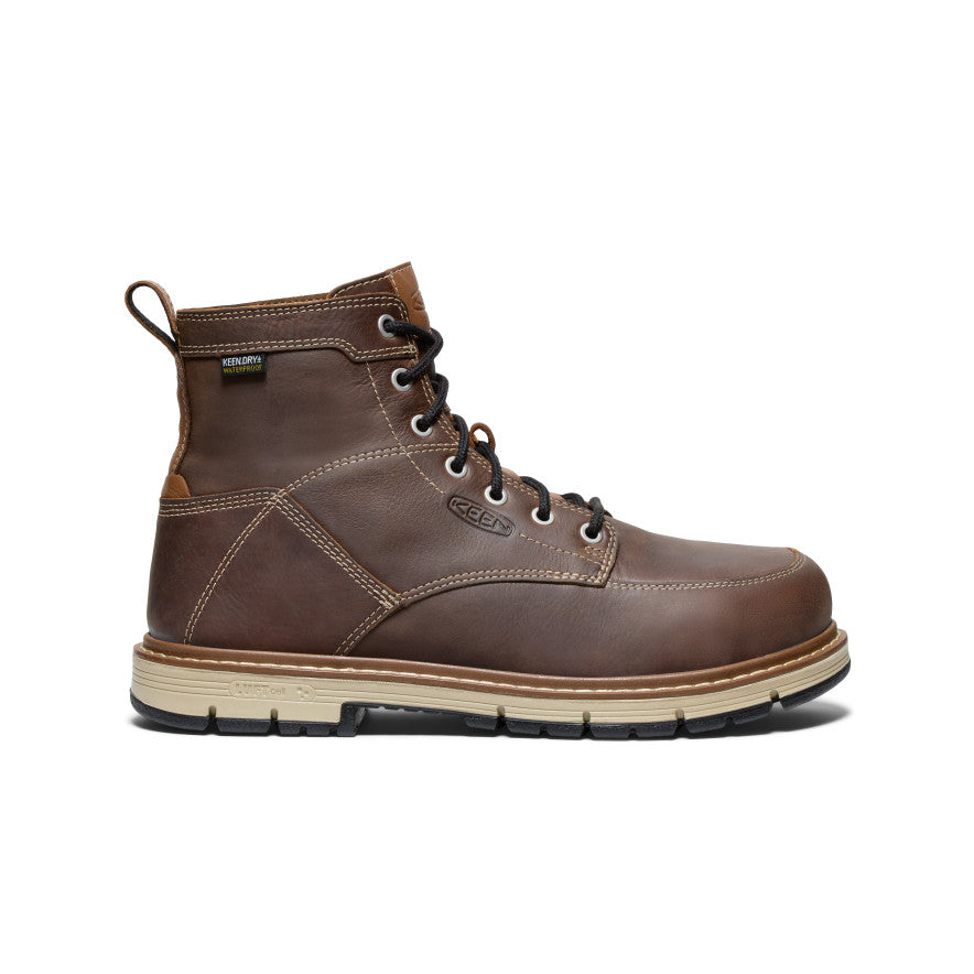 Men's San Jose 6 Waterproof 90° Heel Work Boot with Aluminum Toe - Bison/Black - Durable Safety Boots for Construction & Outdoor Work