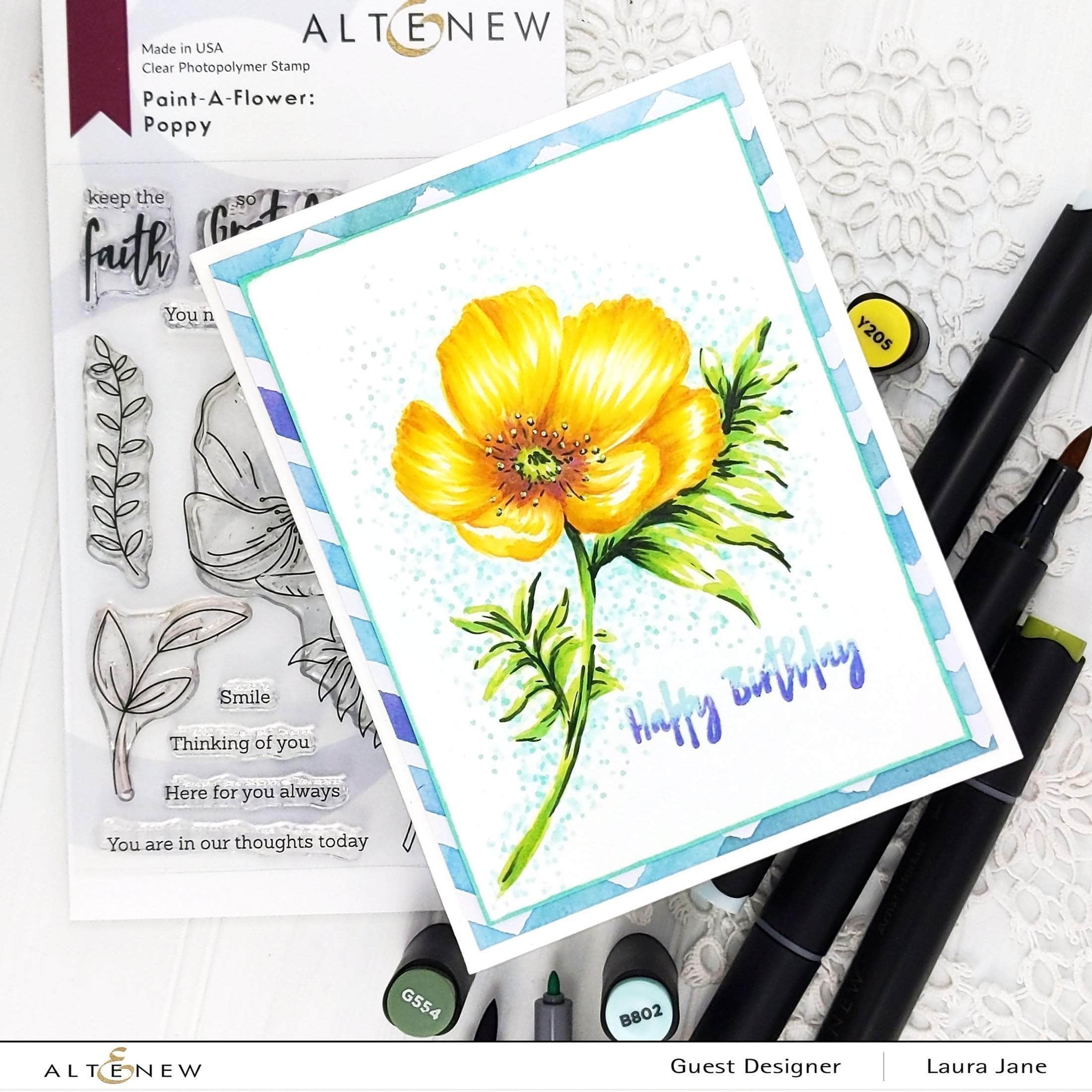 Poppy Flower Outline Stamp Set for DIY Painting, Scrapbooking & Card Making - Perfect for Handmade Greeting Cards, Art Journals & Craft Projects