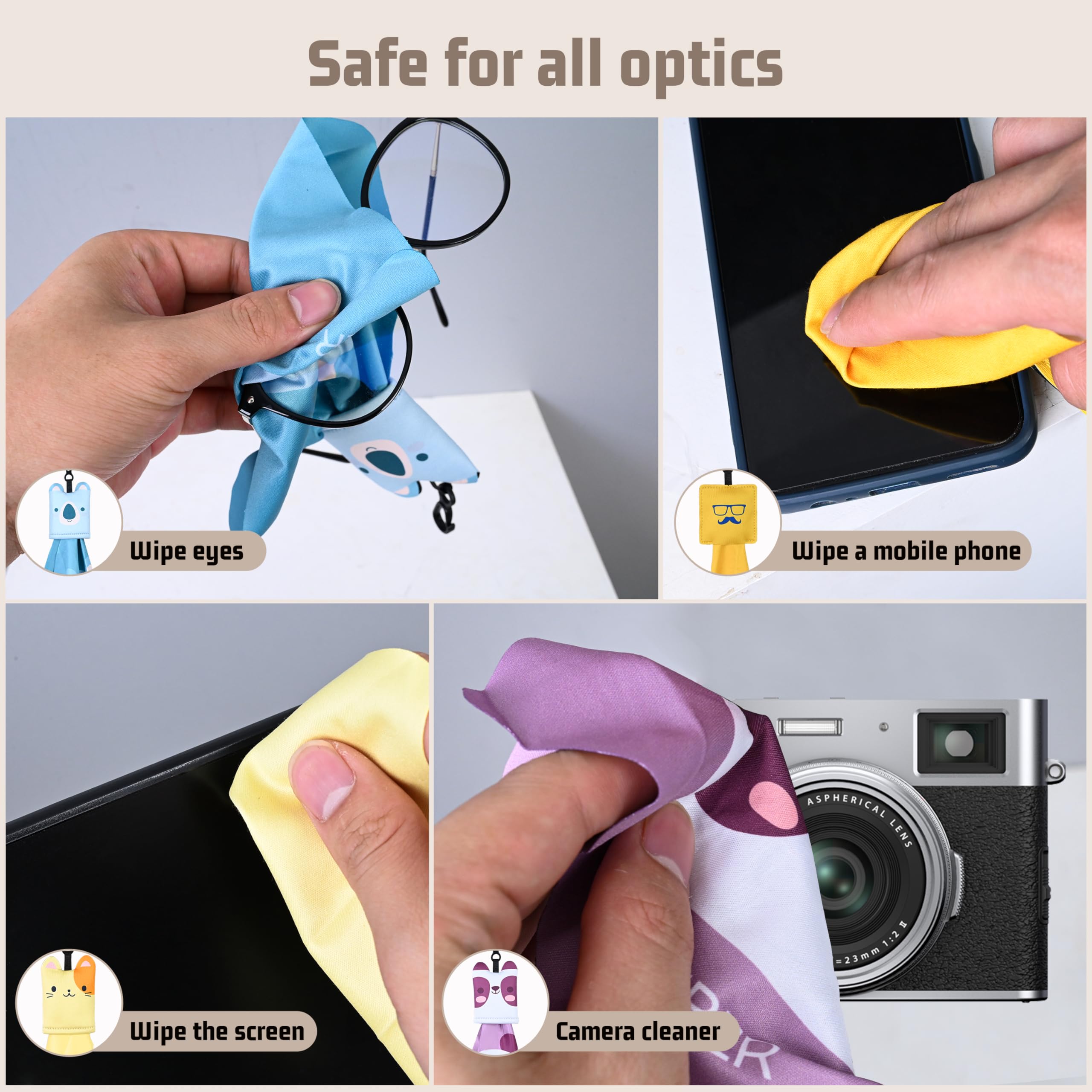 Premium Microfiber Glasses Cleaning Cloth - 6 Pack for Eyeglasses, Sunglasses, Camera Lenses & Phone Screens | Ultra-Soft, Lint-Free, Scratch-Resistant | Perfect for Home, Office, Travel & Outdoor Use