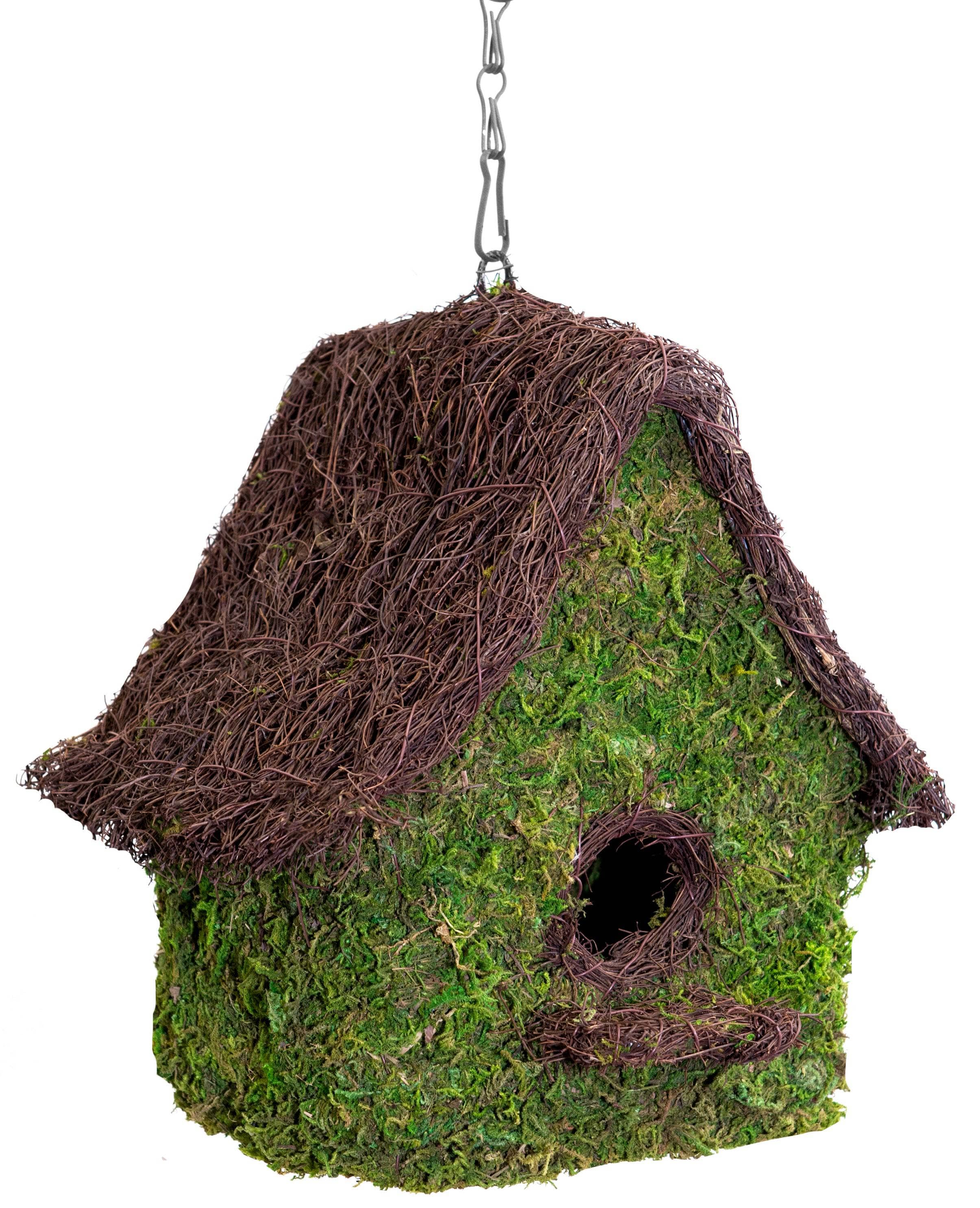 Handwoven Moss Birdhouse - Natural Eco-Friendly Bird Nesting House for Garden, Patio, and Backyard Decor | Attracts Wild Birds for Birdwatching