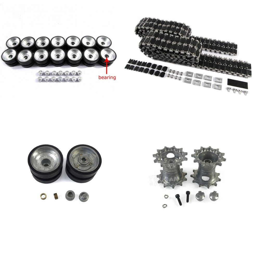 1/16 HengLong M1A2 Abrams RC Tank Metal Spare Parts Set - Road Wheels, Bearings, Sprockets, Idlers & Rubber Pad Tracks | Replacement Parts for Tank Model Upgrades | Perfect for RC Military Vehicle Enthusiasts & Collectors
