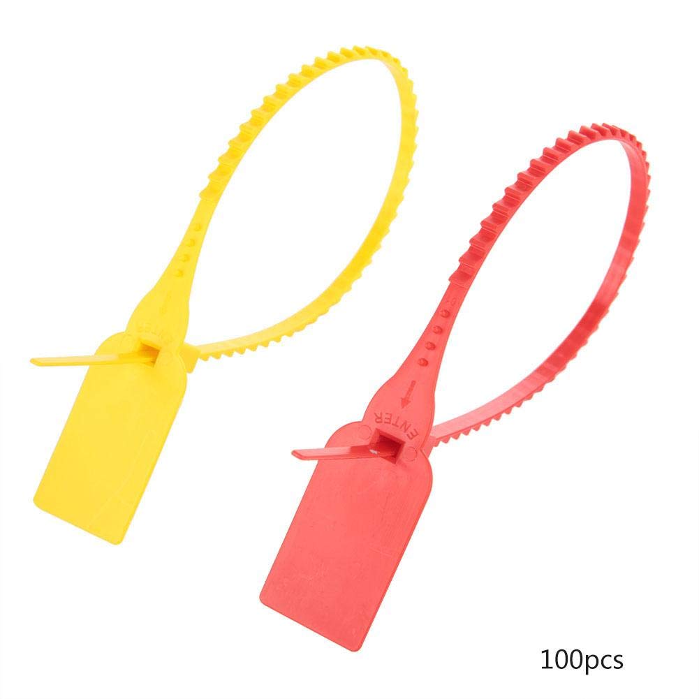 100-Pack Heavy Duty Self-Locking Adjustable Zip Ties - Red & Yellow Plastic Cable Ties for Wire Management, Bundling, Security Seals - Perfect for Home, Office & Industrial Organization