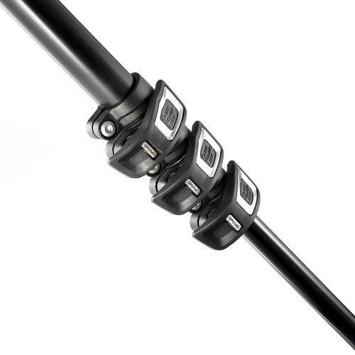 Manfrotto Aluminum 3-Section Tripod Stand with Quick Release Plate - Professional Camera Tripod for DSLR, Mirrorless, Video Cameras - Perfect for Photography, Videography, Travel & Outdoor Shooting (Black)