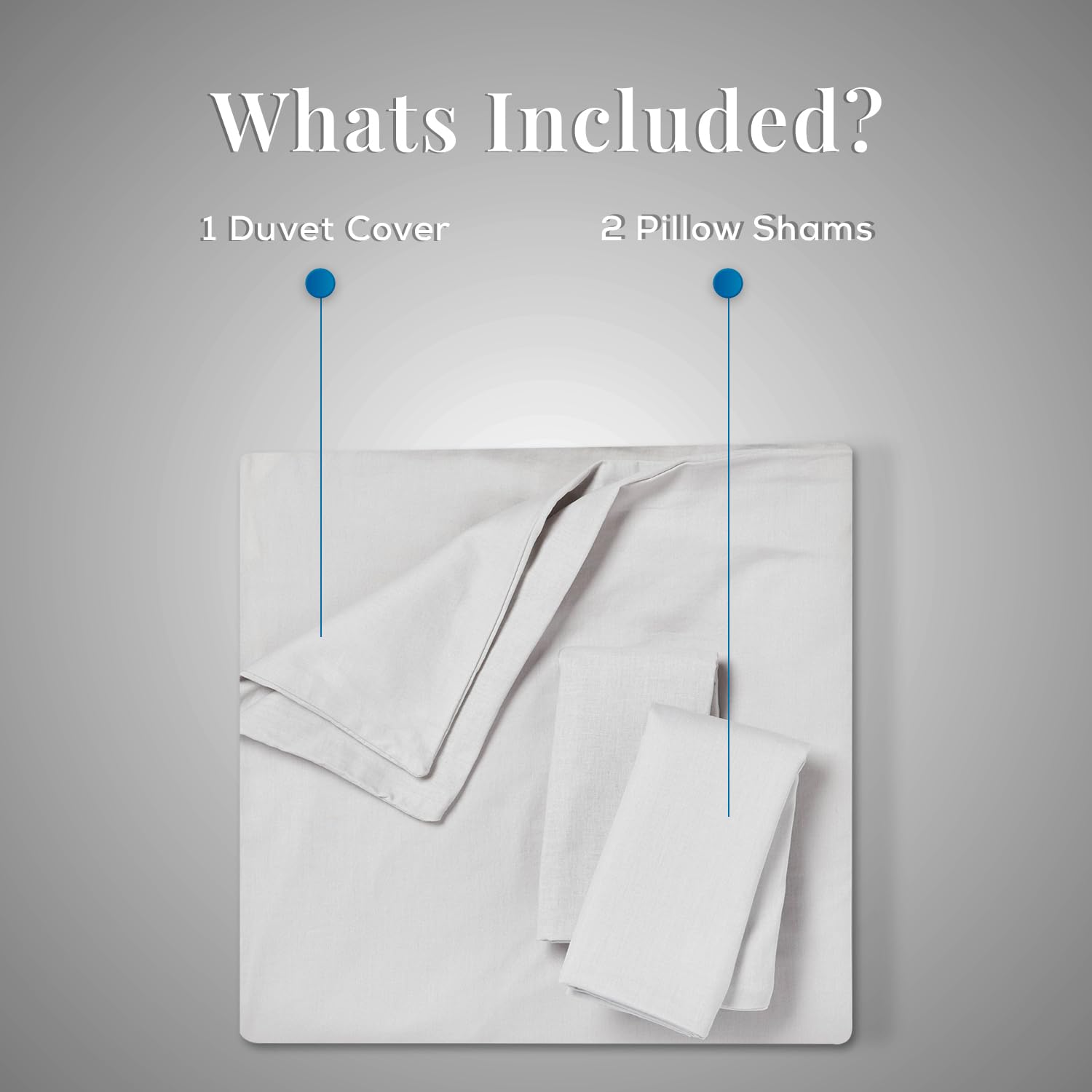 Premium 100% Egyptian Cotton Duvet Cover Set - King/California King Size 600 Thread Count | 3-Piece Cooling Bedding Set in Silver Grey | Luxury Soft Breathable Duvet Cover for All-Season Comfort
