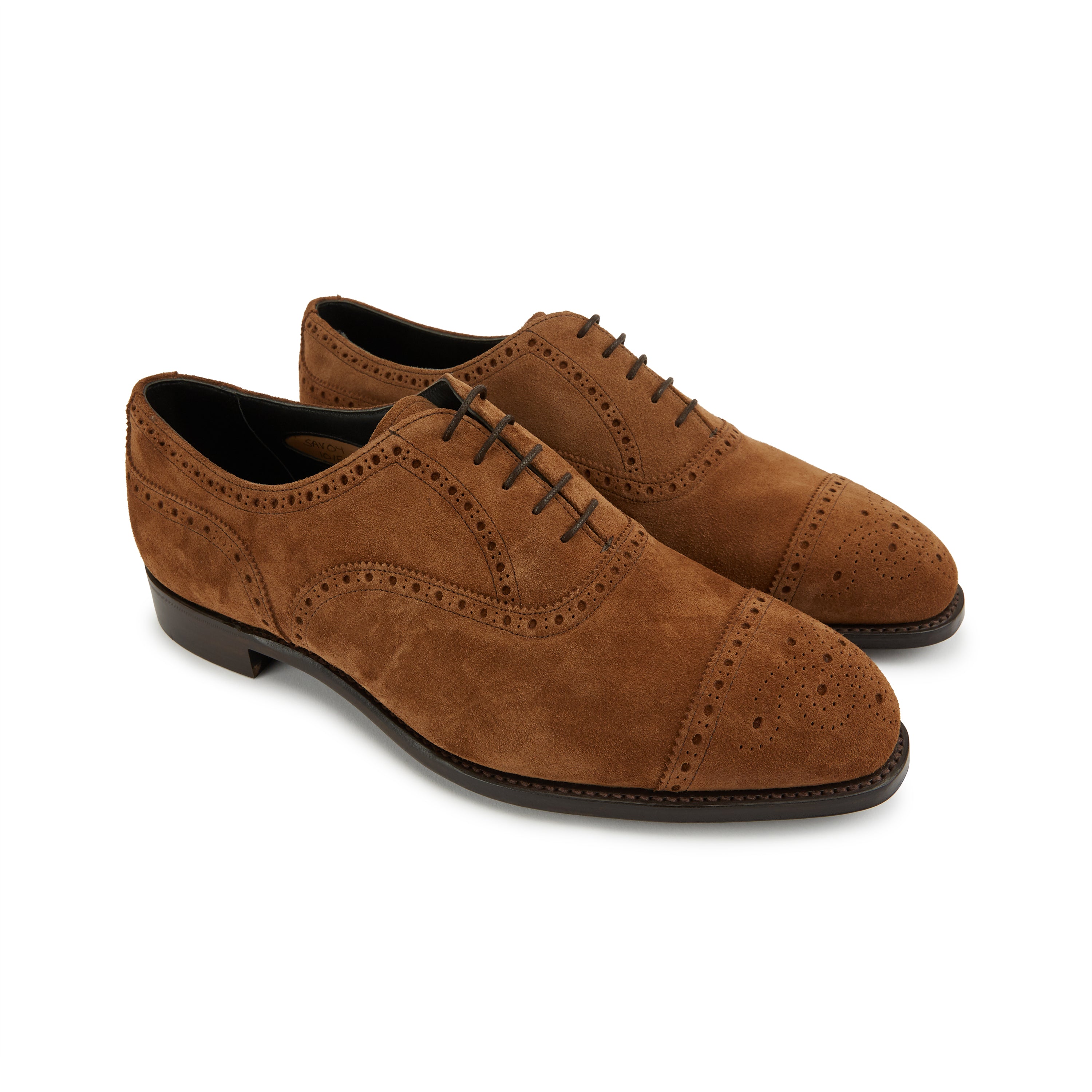 Savoy Brown Suede Oxford Semi Brogue Shoes for Men - Classic Casual & Business Dress Shoes - Perfect for Office, Weddings & Formal Events