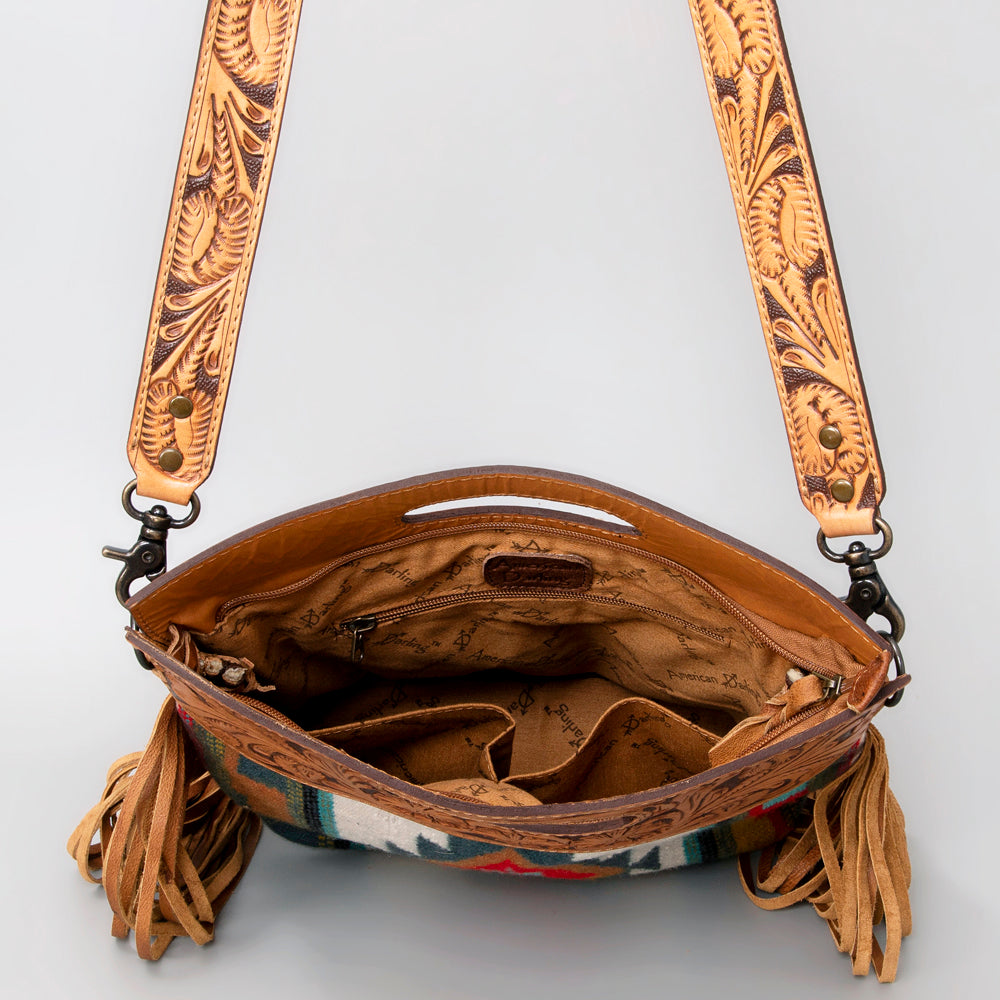 American Darling ADBG496A Genuine Leather Women's Western Handbag - Hand Tooled Saddle Blanket Clutch Purse for Cowgirl Style & Rodeo Events