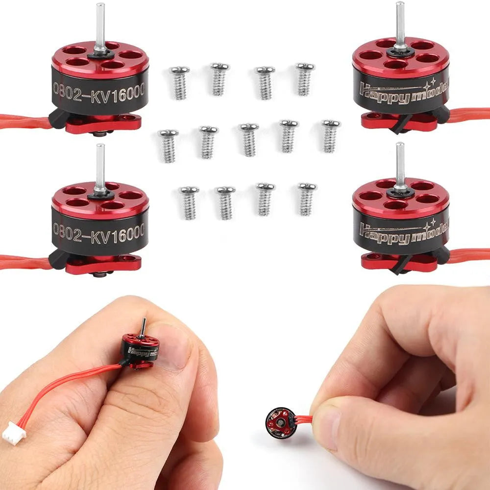 4pcs Happymodel SE0802 1-2S Brushless Motors - 16000KV/19000KV/22000KV/25000KV Options for Micro Drones - Perfect for FPV Racing, Tiny Whoop Builds and DIY Drone Projects