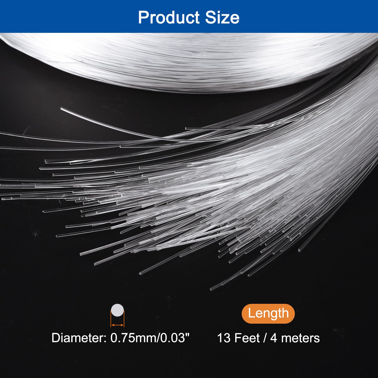 450Pcs 13ft PMMA Mixed Fiber Optic Cable Strands - 0.03 Inch Side Glow LED Crystal Cables for Car Atmosphere Lighting, Star Ceiling & Home Decoration | DIY Light Projects, Bedroom & Party Decor