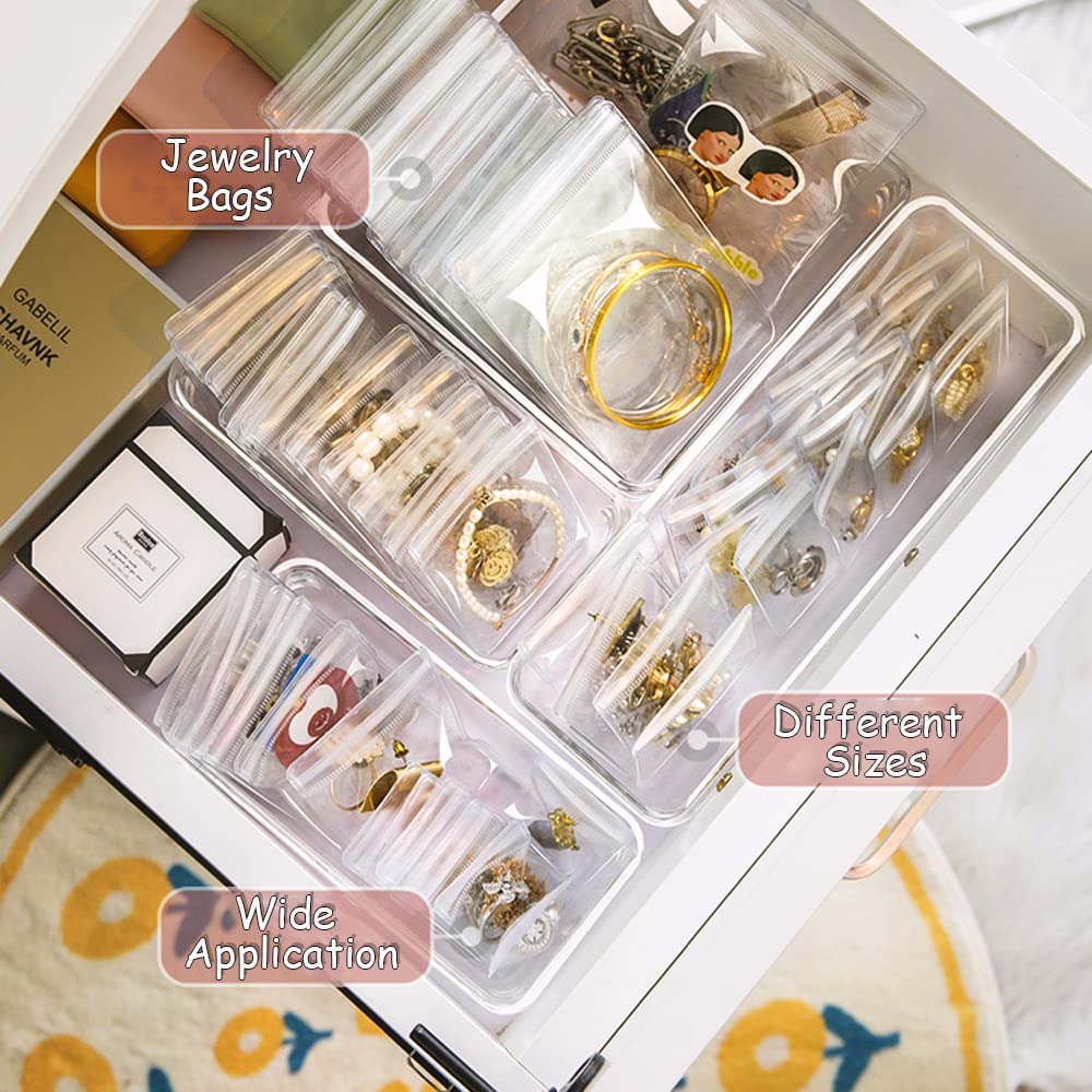 150PCS Clear Plastic Jewelry Storage Bags - Small Ziplock PVC Pouches for Rings, Earrings & Necklaces - Organize & Protect Your Jewelry Collection at Home or Travel