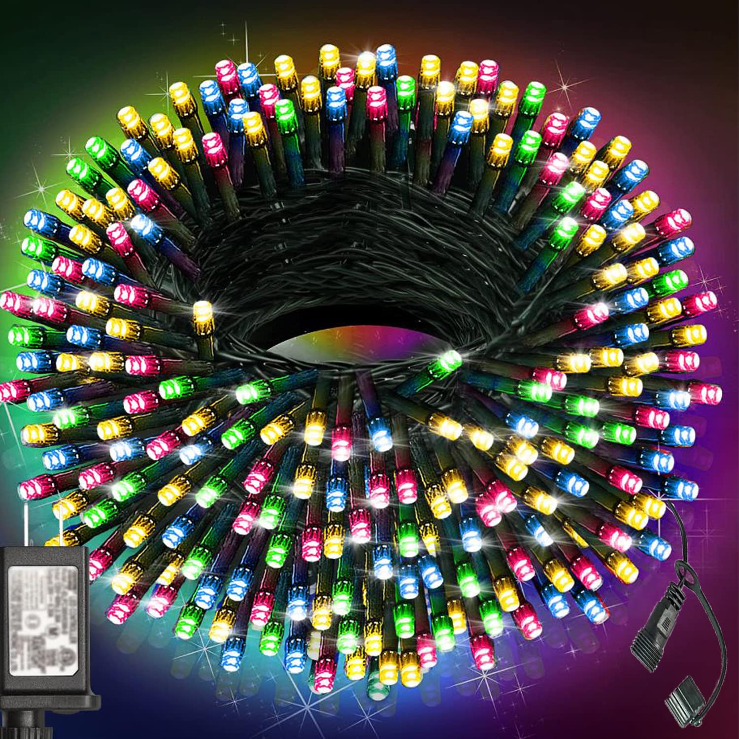 Haili 105FT 300 LED Christmas Lights Outdoor Waterproof - 8 Modes Connectable String Lights for Christmas Tree, Wedding, Party, Patio, Garden & Home Holiday Decorations (Multi-Color) - Perfect for Indoor & Outdoor Festive Lighting, Holiday Displays, and Seasonal Celebrations