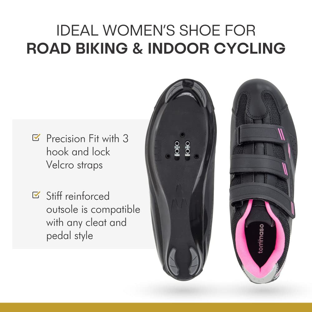 Tommaso Pista Women's Indoor Cycling Shoes – Peloton & Spin Bike Compatible – Delta & SPD Cleats Ready – Comfortable Workout Shoes for Women – Perfect for Gym, Studio & Home Cycling Classes