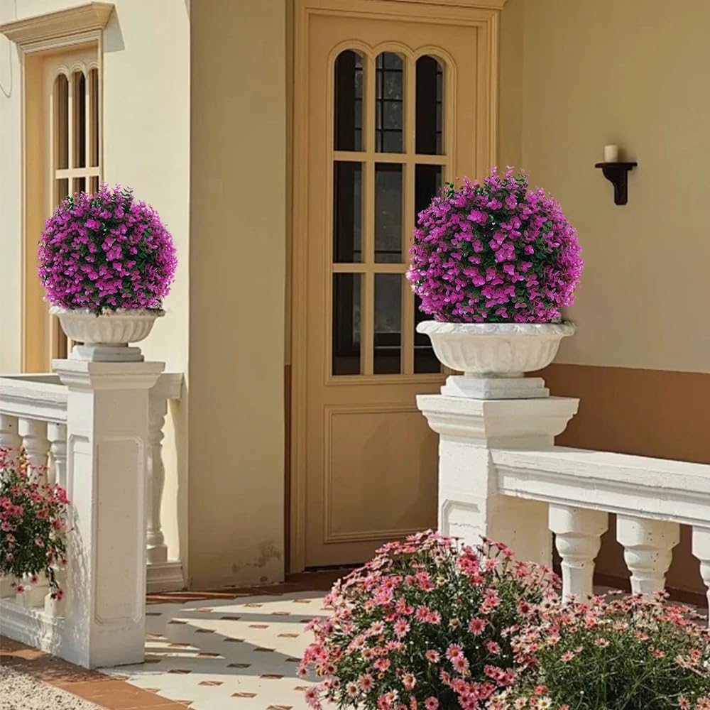 6-Layer UV Protected Artificial Boxwood Topiary Balls - 2 Pack 11 Inch (28cm) Faux Plants for Outdoor Patio, Garden, Balcony & Indoor Home Decor - Perfect for Wedding, Backyard and Event Decoration
