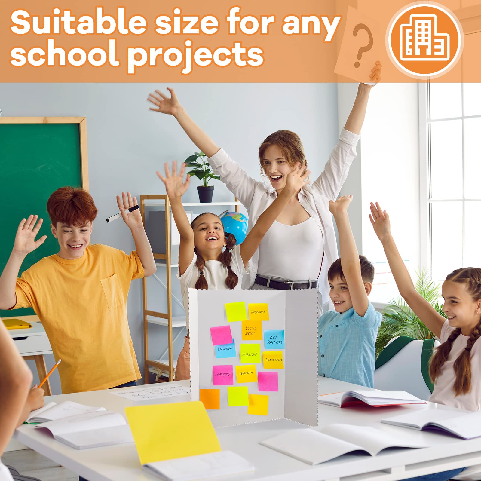 50-Pack White Trifold Poster Boards 14x22 Inch - Bulk Tri-fold Display Boards for School Science Projects, Business Presentations, Workshops & Exhibitions - Durable Presentation Supplies for Students & Professionals