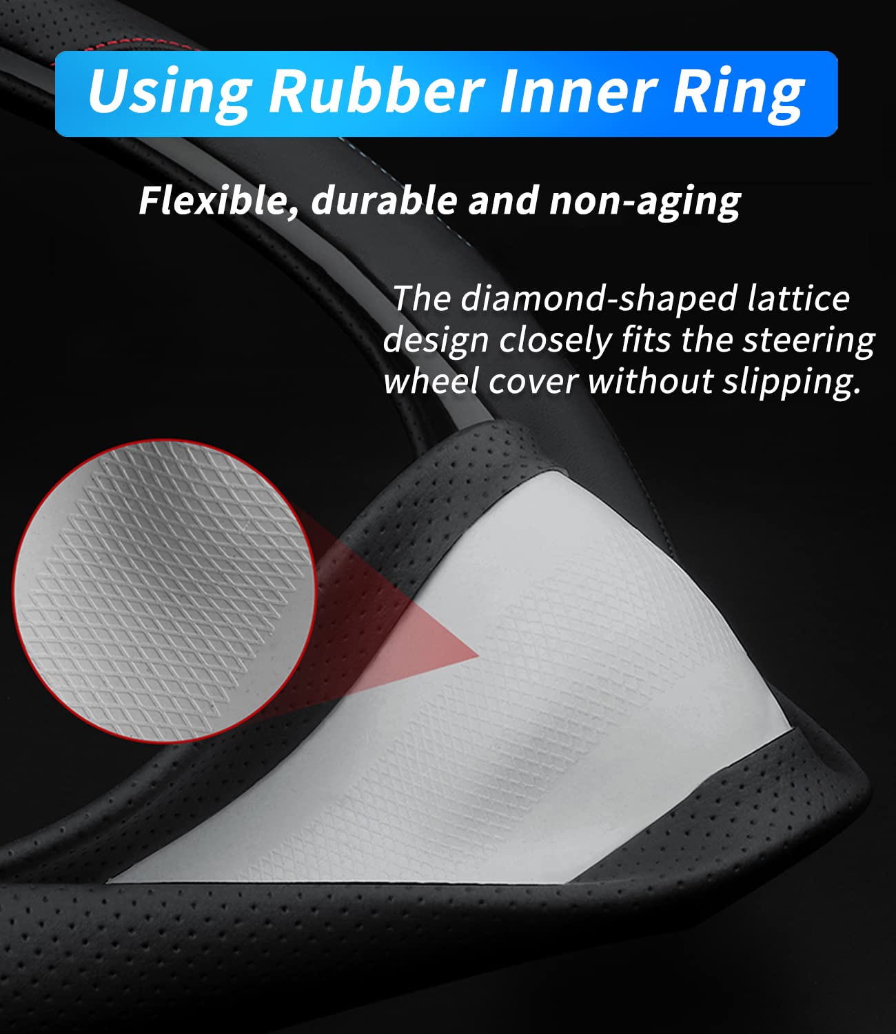 Premium Leather Tesla Steering Wheel Cover - Custom Fit, Non-Slip & Breathable with Logo - Perfect for Model 3/Y/S/X Accessories - Enhances Driving Comfort & Style