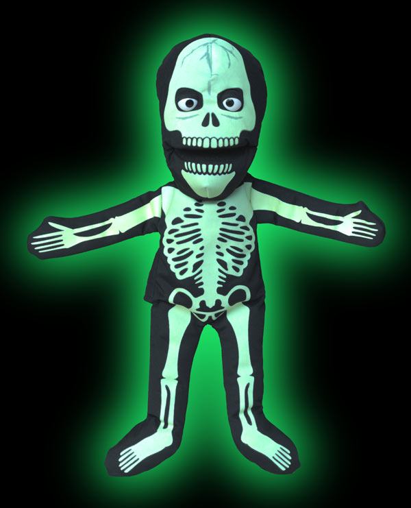 Glow in The Dark Skeleton Hand Puppet - 14 Inches (36 cm) for Halloween Decorations, Kids Pretend Play, and Theatrical Performances