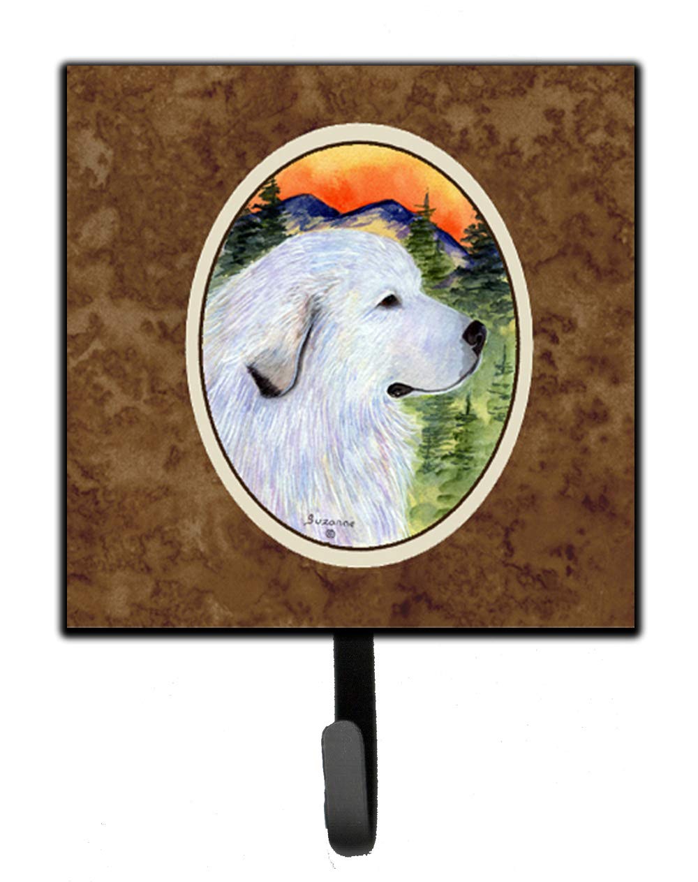 Caroline's Treasures SS8236SH4 Great Pyrenees Wall Mounted Key Holder & Coat Rack - Durable Hooks for Keys, Leashes, Towels, Aprons - Perfect for Entryway, Kitchen, or Mudroom Organization
