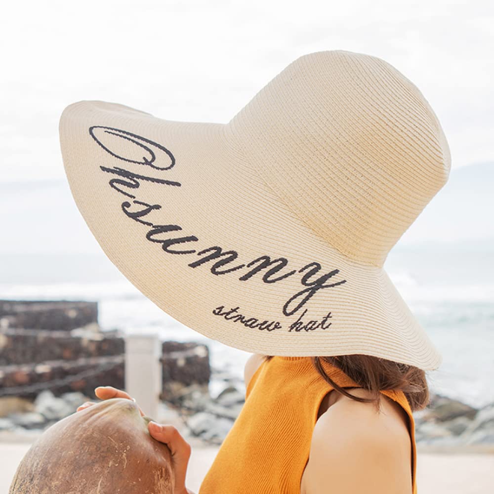 Women's Wide Brim Straw Hat - UPF 300+ Foldable Floppy Sun Hat for Summer Beach, Travel & Outdoor Activities | Roll-Up Packable Design for Easy Storage