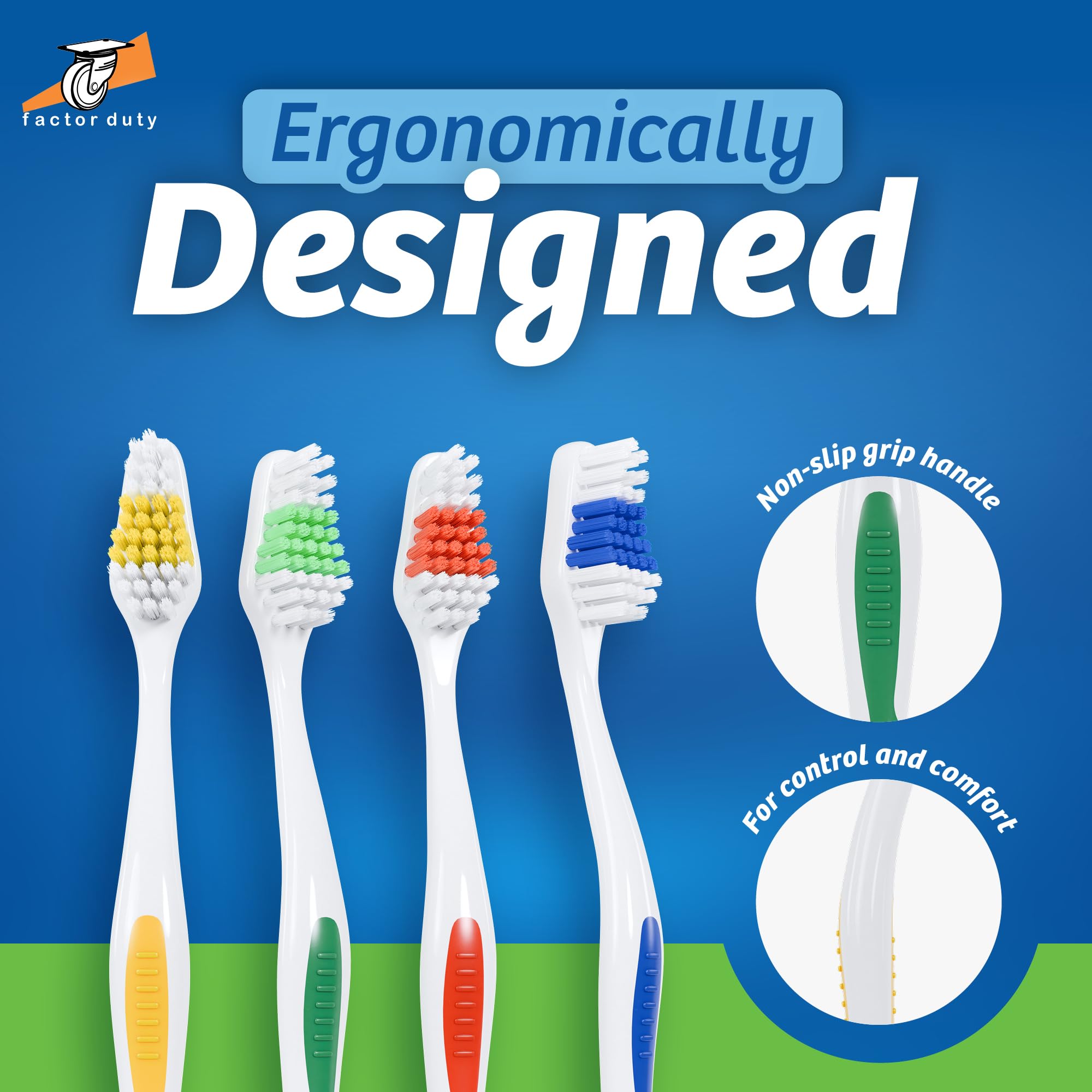 FactorDuty 1000 Pack Standard Classic Medium Soft Toothbrushes - Bulk Individually Wrapped for Home, Travel & Dental Offices | BPA-Free Oral Care Essentials