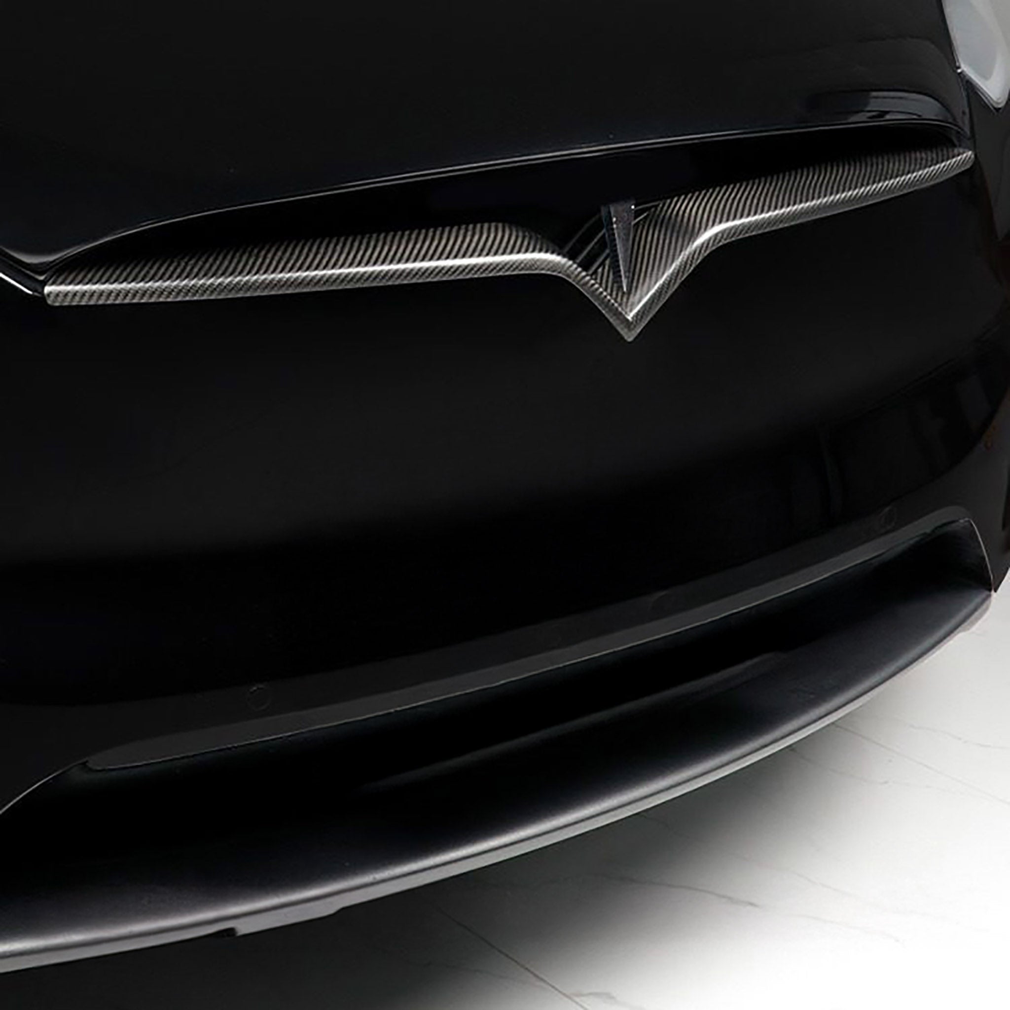 Premium Real Carbon Fiber Front Bumper Inlay for Tesla Model X (2017-2025) - Yeslak | Enhances Style & Protection for Luxury SUVs