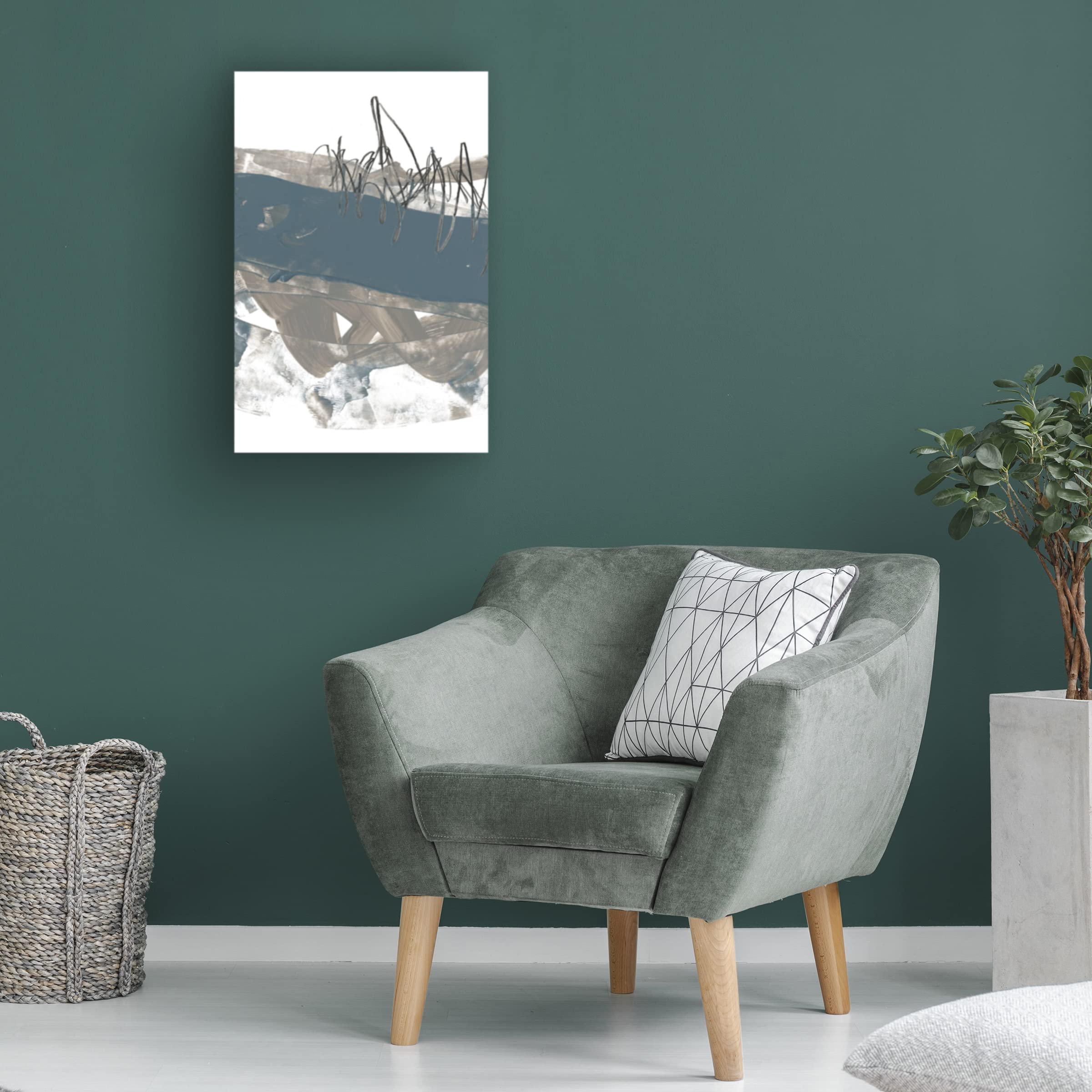 Jennifer Goldberger 'Blue and Grey Swipe II' Canvas Art Print - 16x24 Inches Modern Abstract Wall Decor for Living Room, Bedroom & Office | Trademark Fine Art Collection