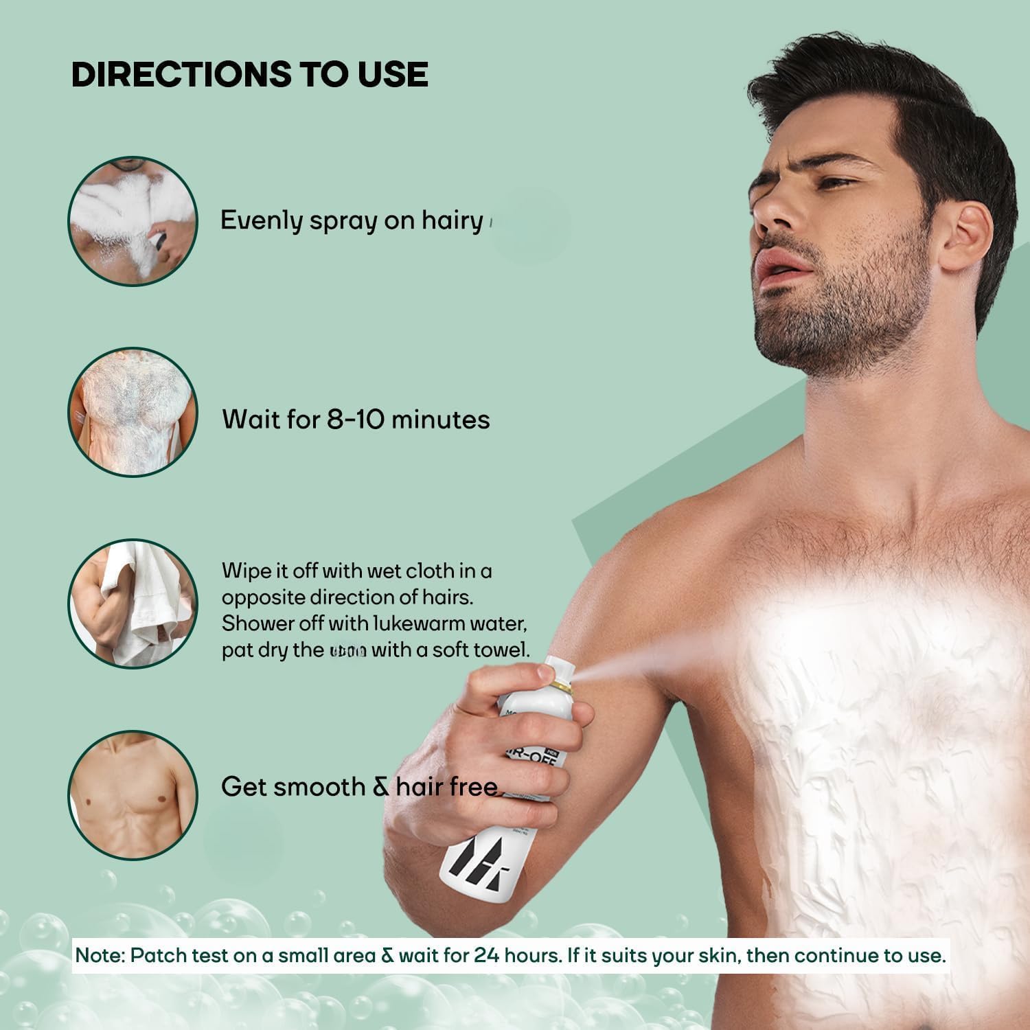 Men's Hair Removal Spray Cream - Painless Depilatory for Chest, Back, Arms, Legs & Underarms | Dermatologist Tested & Safe | At-Home Hair Removal Solution for Smooth Skin | Pack of 1 | Perfect for Gym, Beach & Summer Activities