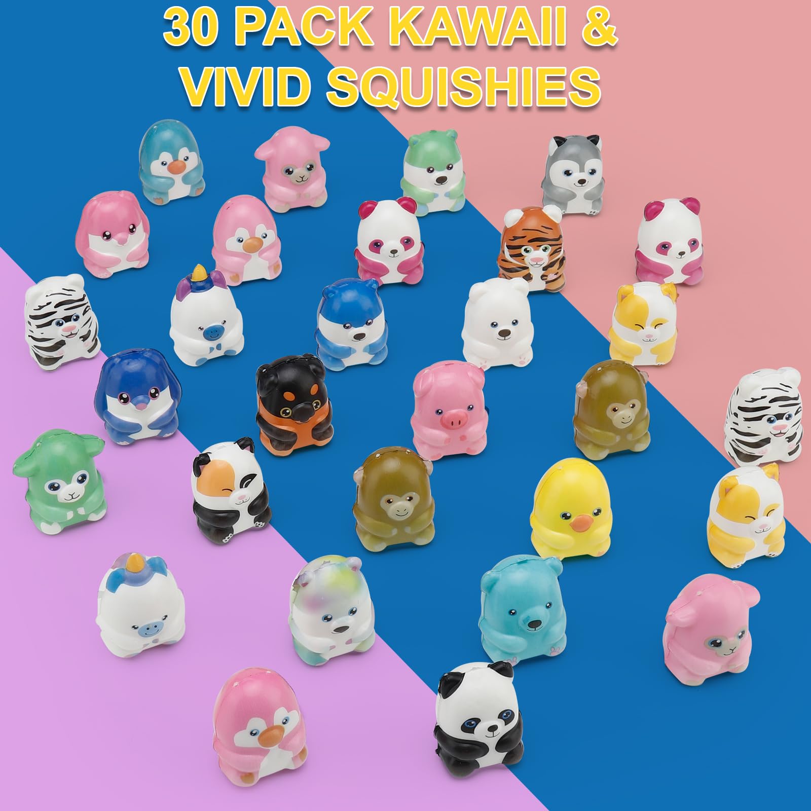 30 Pack Slow Rising Stress Relief Squishy Animal Toys for Kids - Party Favors, Birthday Goodie Bag Stuffers, Classroom Prizes & Claw Machine Toys - Fun Sensory Fidget Toys for Stress Relief, Birthday Parties & School Rewards