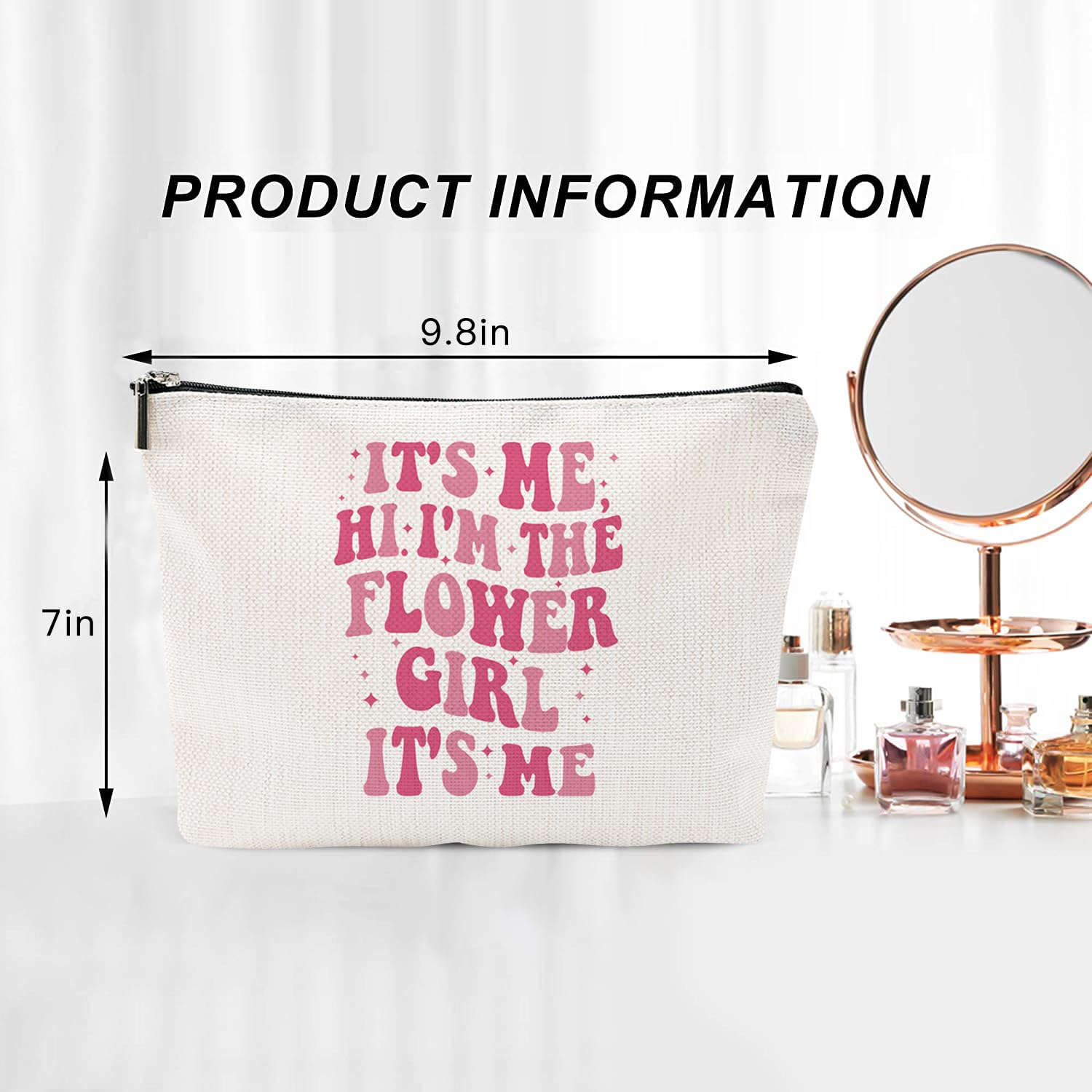 Flower Girl Cosmetic Makeup Bag - Cute Bridesmaid Gifts for Women, Bachelorette Party Essentials, Wedding & Bridal Shower Gift Pouch - Perfect for Travel, Makeup Storage & Special Occasions