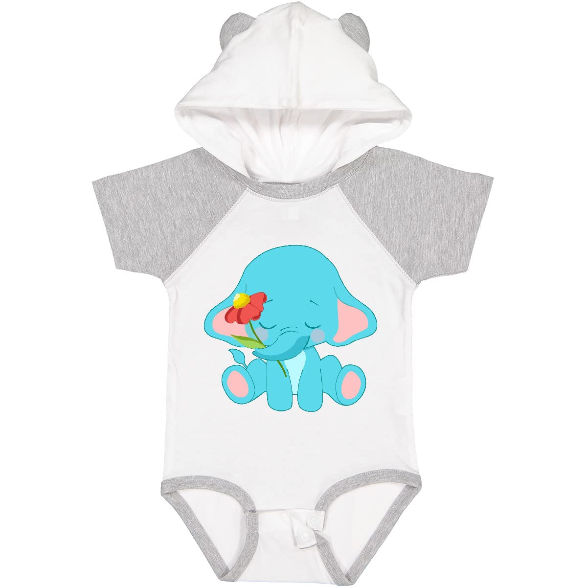 Inktastic Adorable Baby Elephant with Flower Print Bodysuit - Soft & Comfortable Infant Onesie for Newborns, Baby Showers, and Everyday Wear