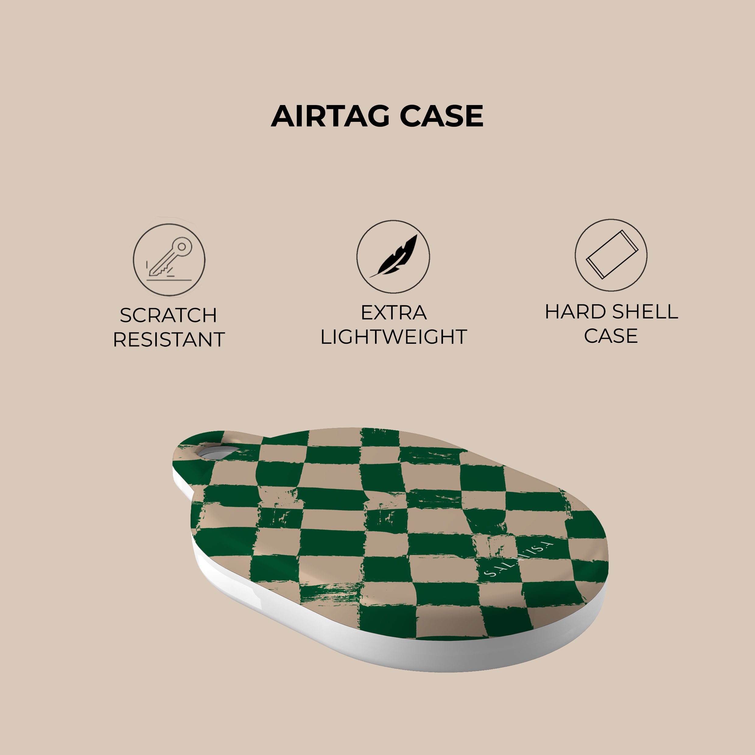 Premium Green Leather AirTag Holder - Secure & Stylish Keychain for Apple AirTag - Perfect for Keys, Wallets, Bags & Luggage Tracking