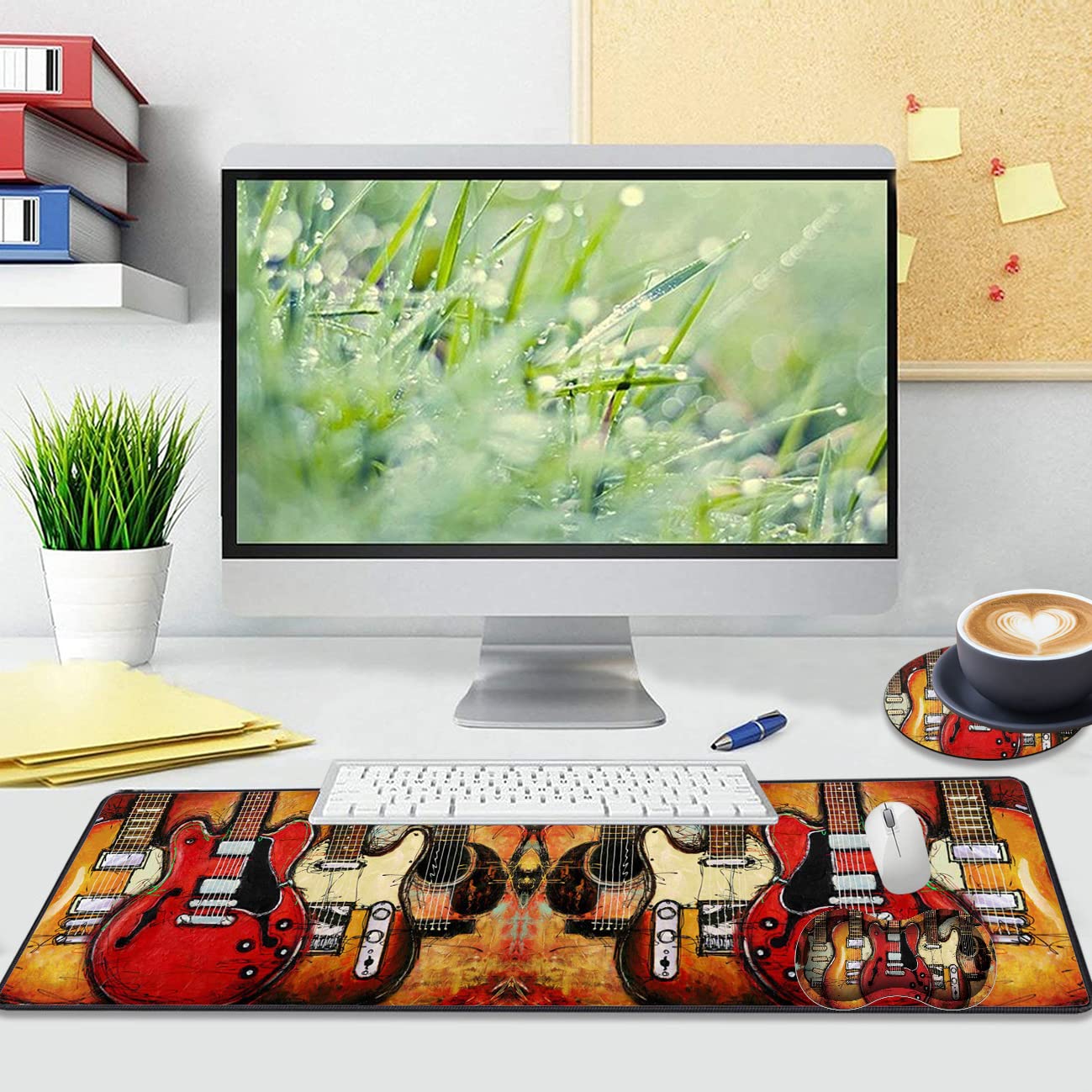 Extended Large Gaming Mouse Pad with Wrist Rest & Non-Slip Rubber Base - XXL Desk Mat for Keyboard & Mouse - Perfect for PC Gaming, Office Work & Guitar Players (Black)
