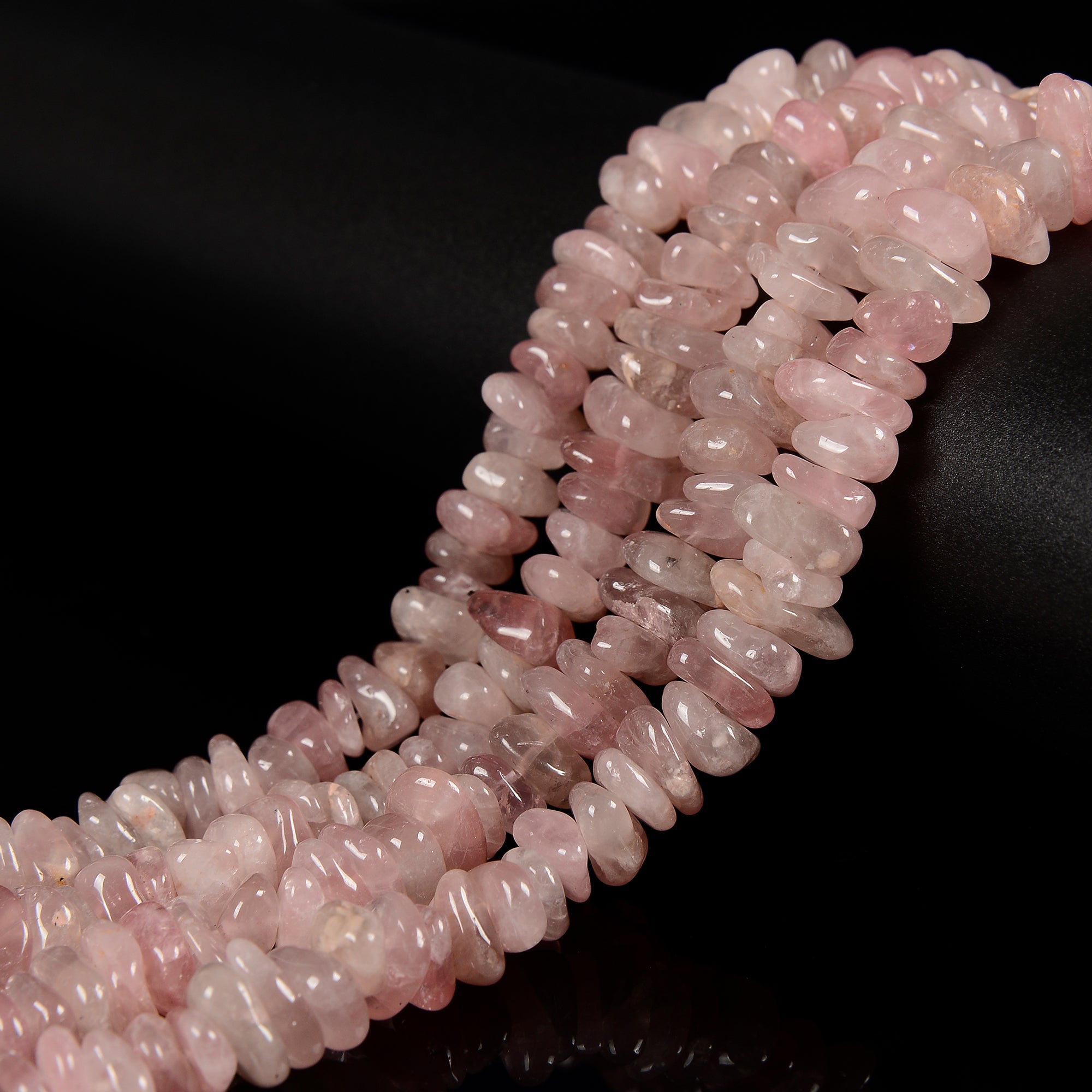 Natural Madagascar Rose Quartz Irregular Pebble Nugget Beads - 8-10mm Size, 15.5