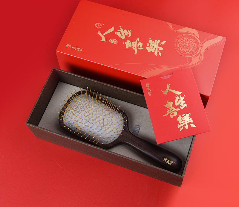 Handmade Wooden Hair Brush with Drum Pattern - Natural & Eco-Friendly for Detangling & Styling - Perfect for Daily Hair Care & Relaxation at Home or Salon