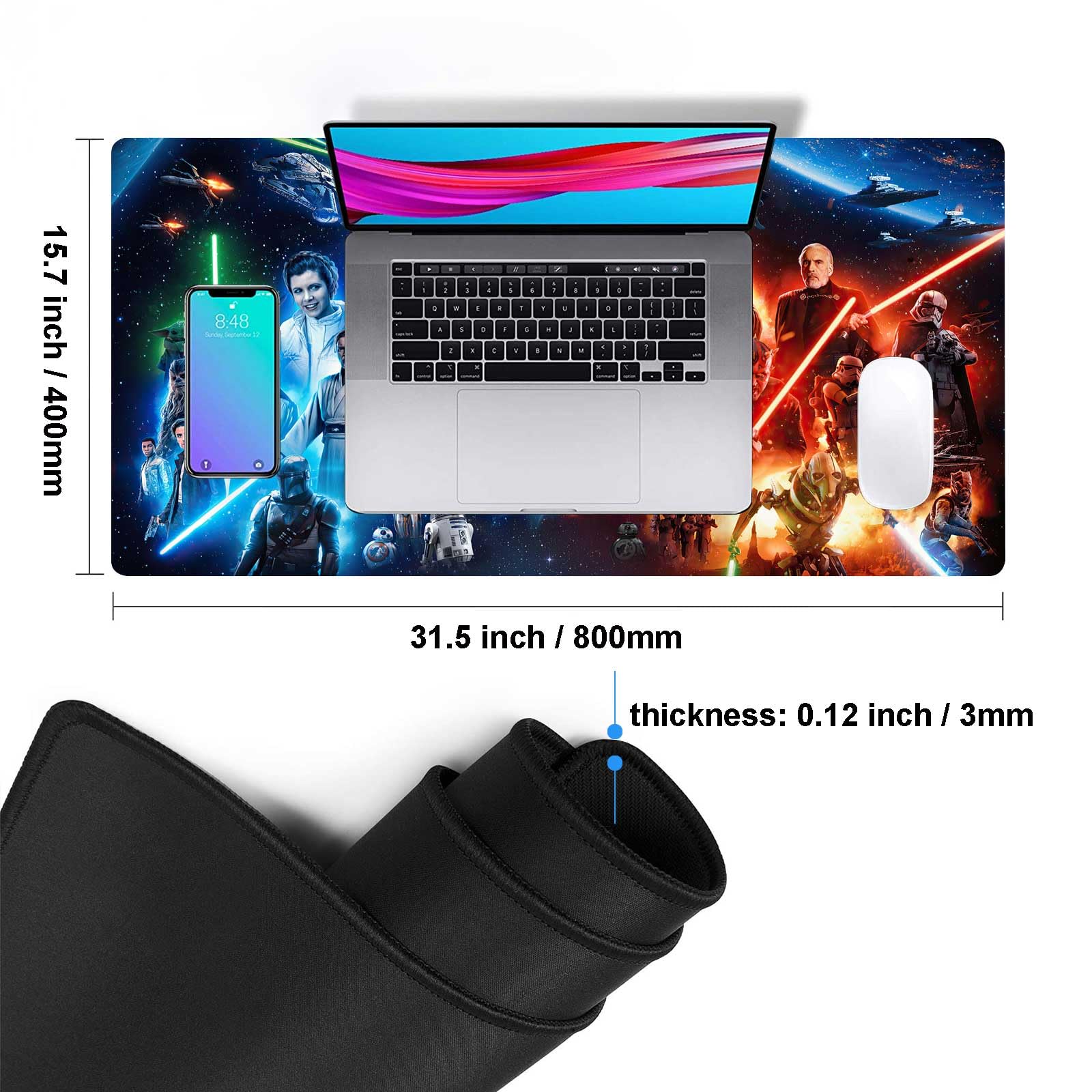 XXL Large Gaming Mouse Pad - Extended Non-Slip Rubber Base with Stitched Edges - 31.5x15.7 Inch Desk Mat for PC Gaming & Office Work - Perfect for Computer Desks, Workstations & Gaming Setups